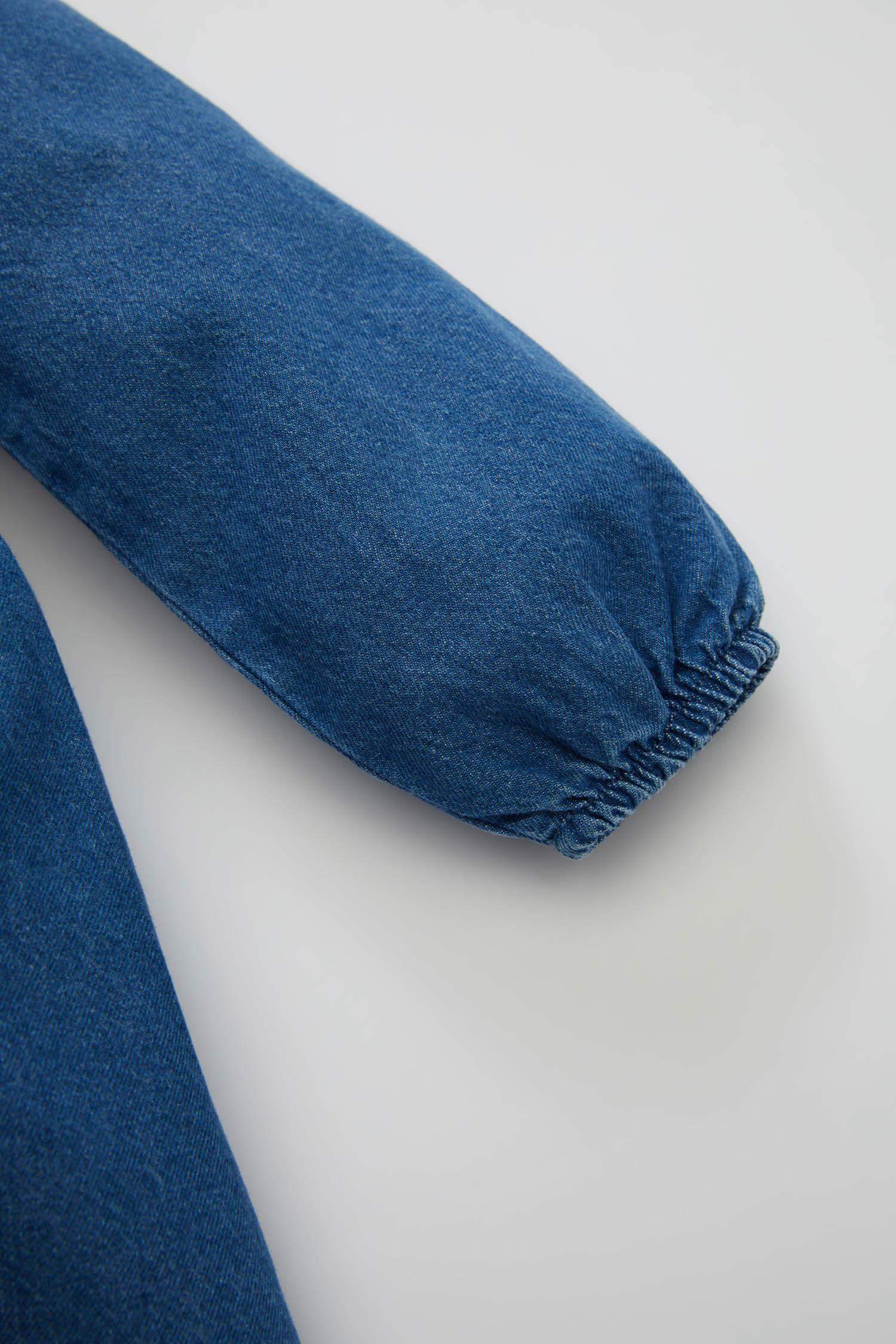 فستان جينز بناتي قصة عادية ردن طويل بياخة كبيرة