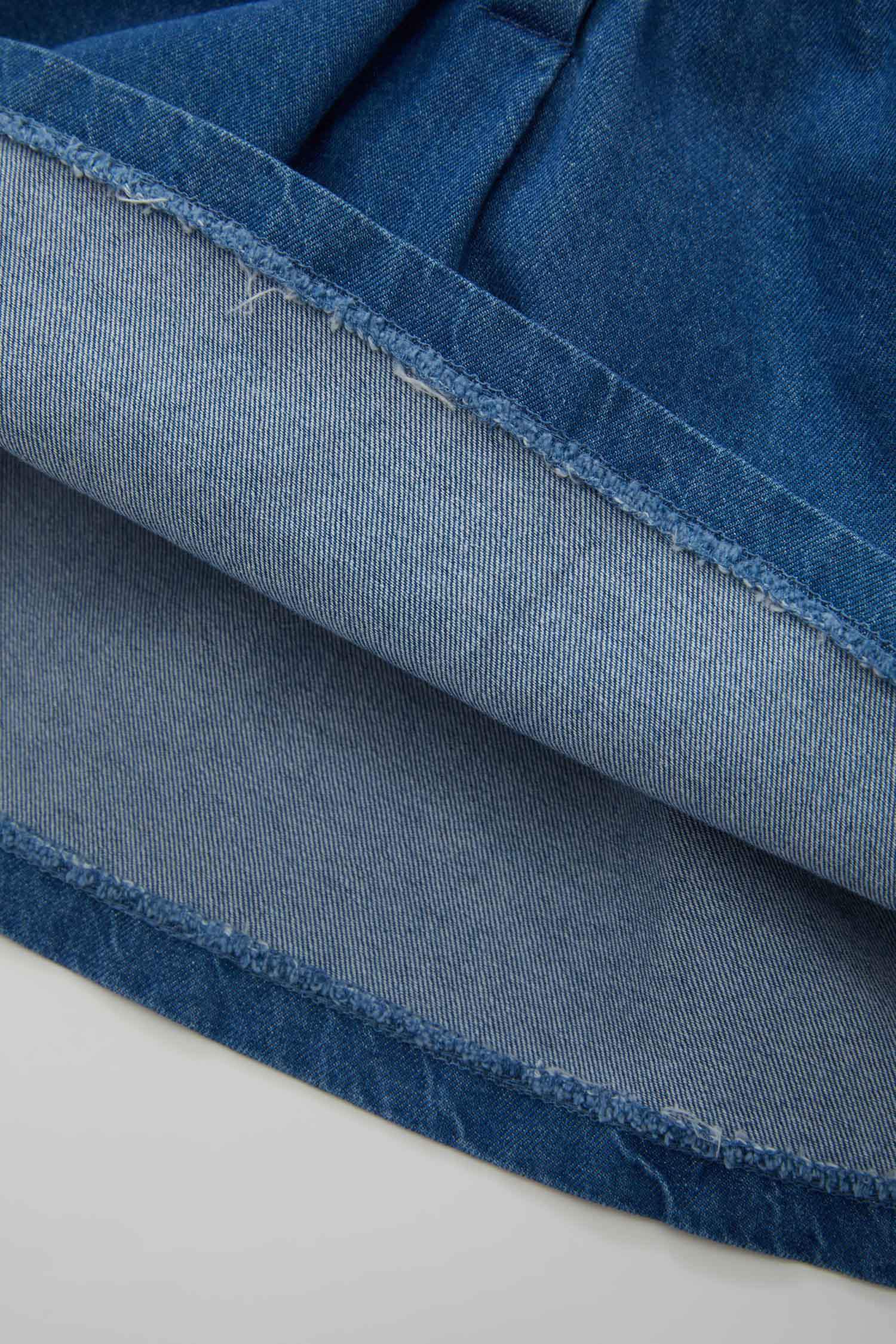 فستان جينز بناتي قصة عادية ردن طويل بياخة كبيرة