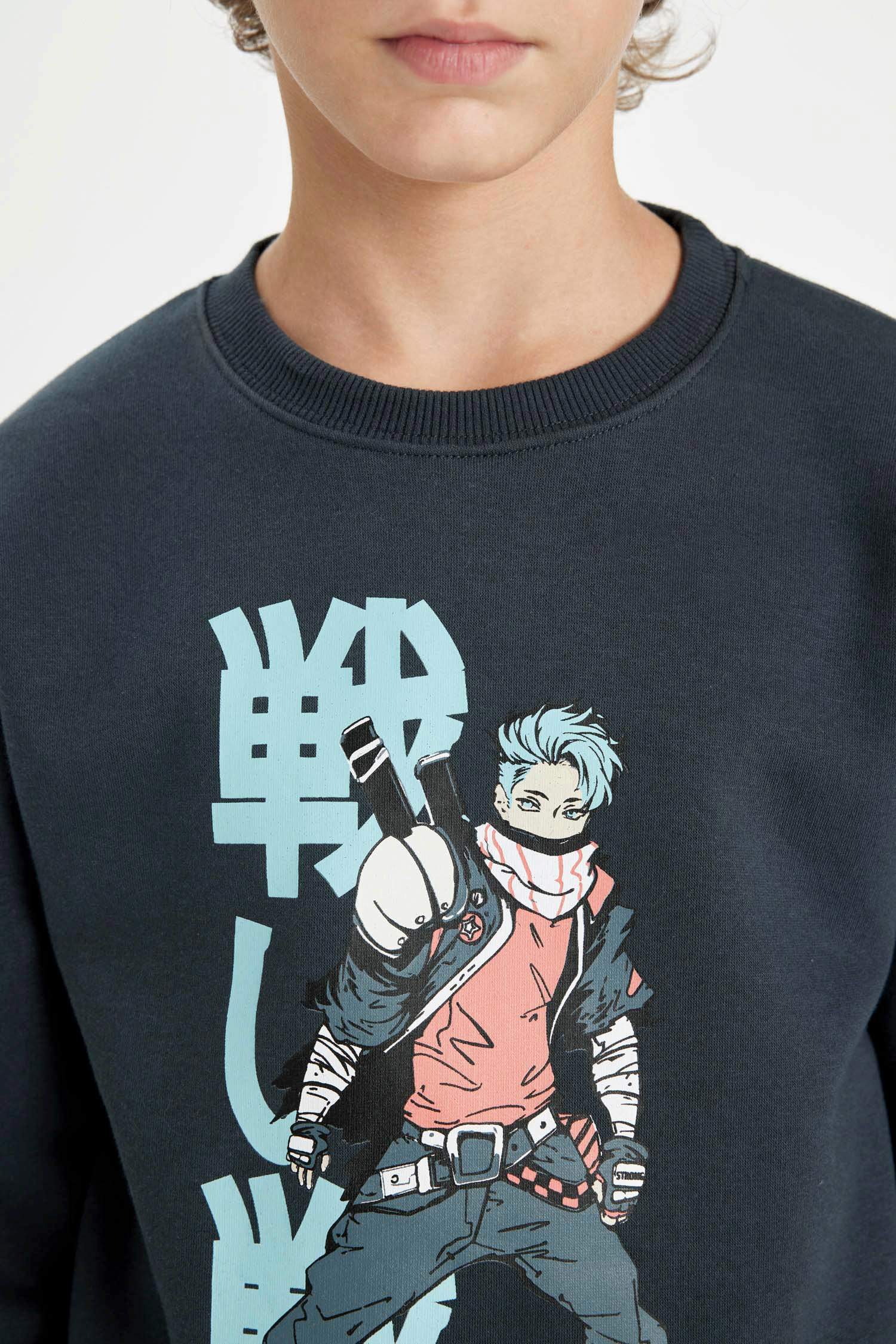 طقم ولادي سويت شيرت وسويت بانتس قماش سميك - قطعتين