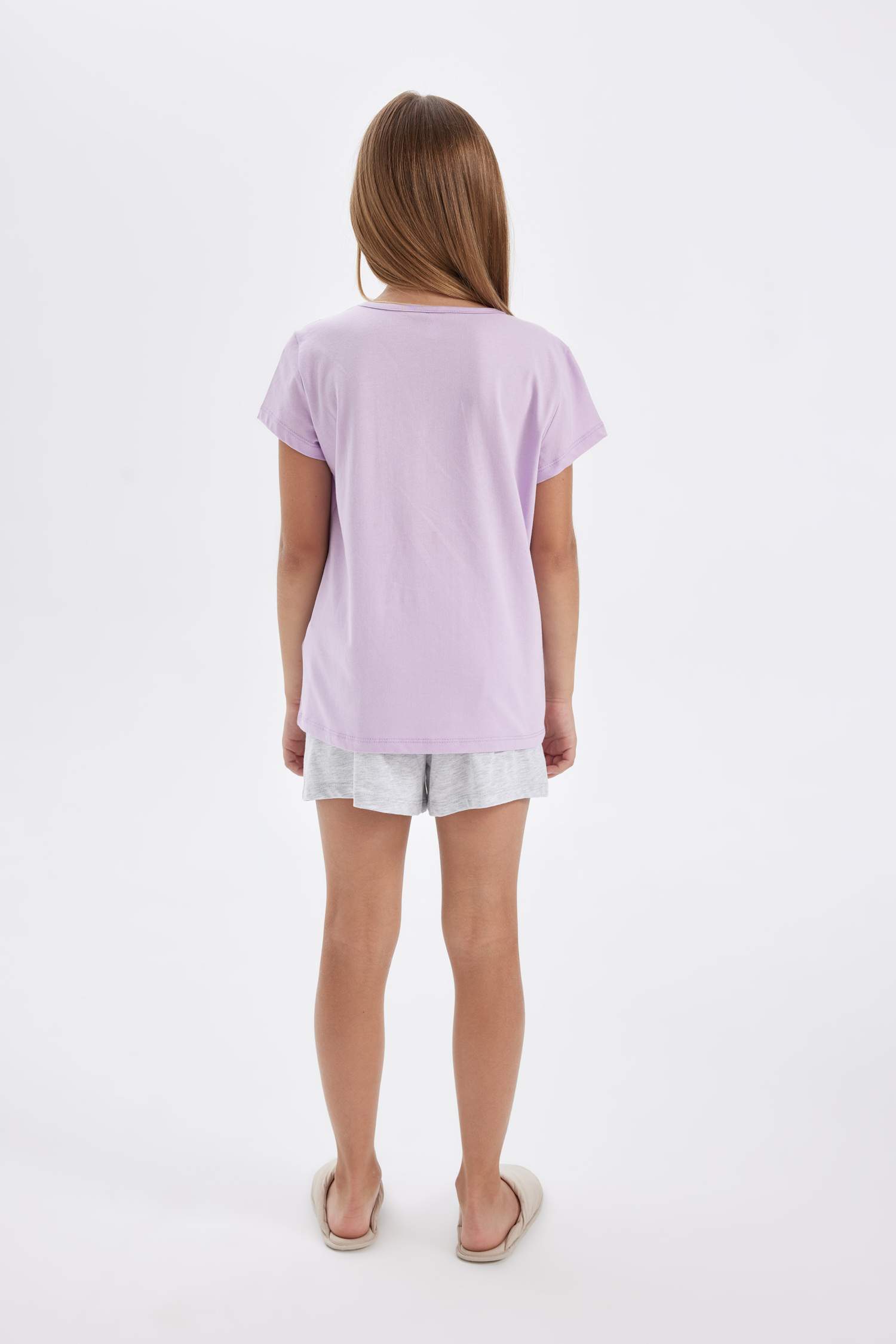 Kız Çocuk Pijama Takımı Baskılı Kısa Kollu Üst Şort