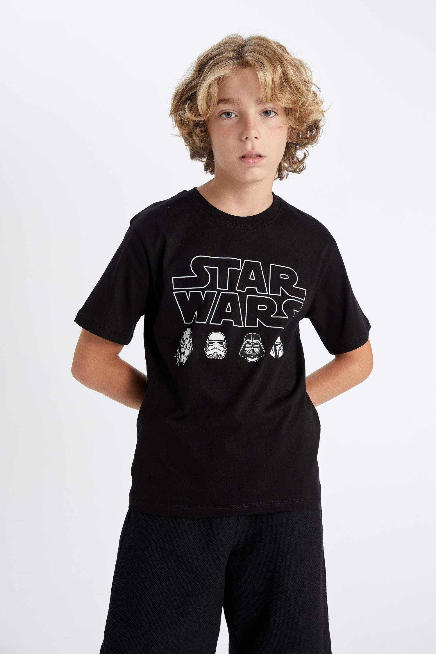 Erkek Çocuk Star Wars Bisiklet Yaka Kısa Kollu Tişört