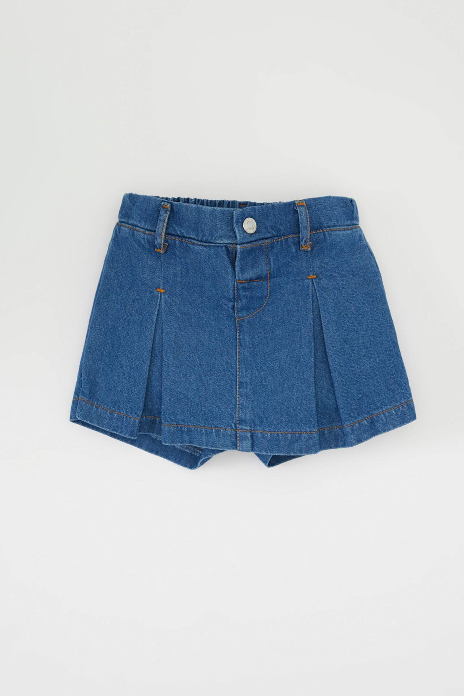 Kız Bebek Beli Lastikli Kısa Jean Şort Etek