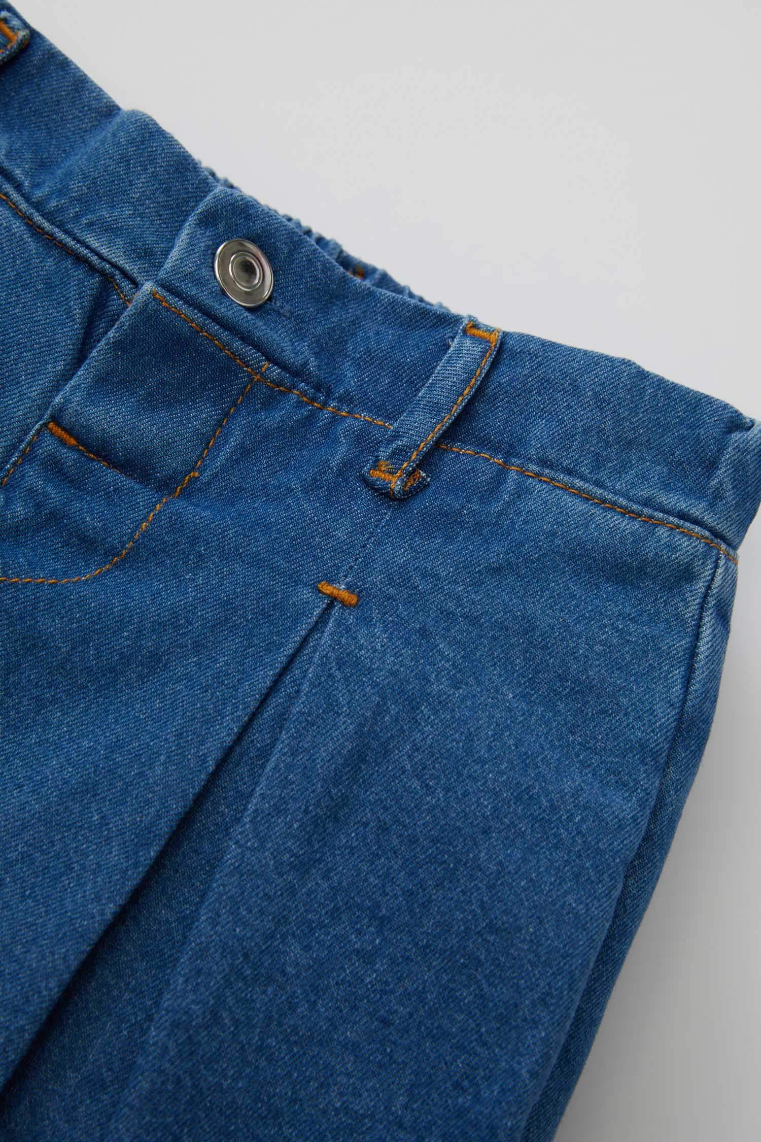 Kız Bebek Beli Lastikli Kısa Jean Şort Etek