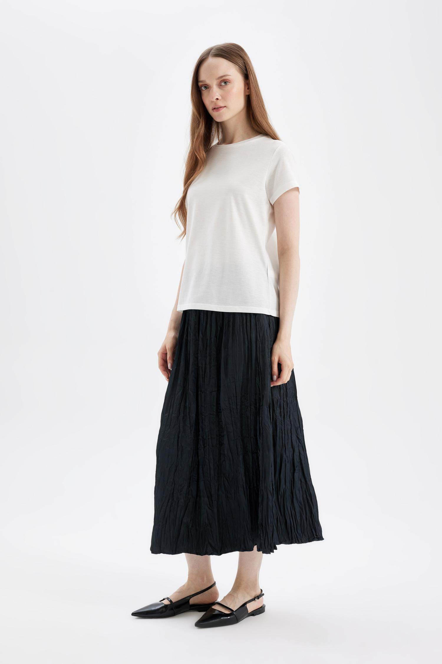 A Cut Satin Maxi Skirt