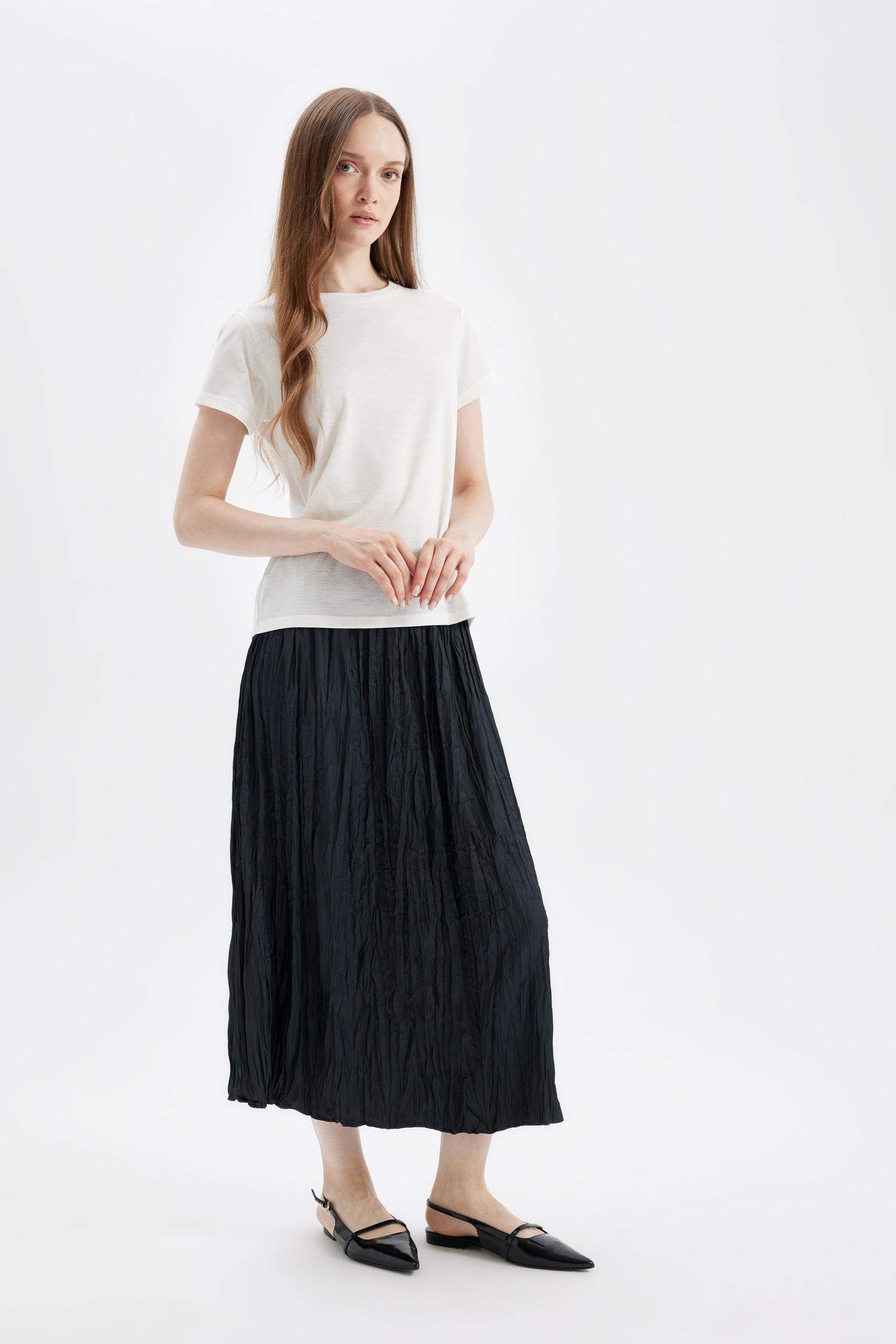 A Cut Satin Maxi Skirt
