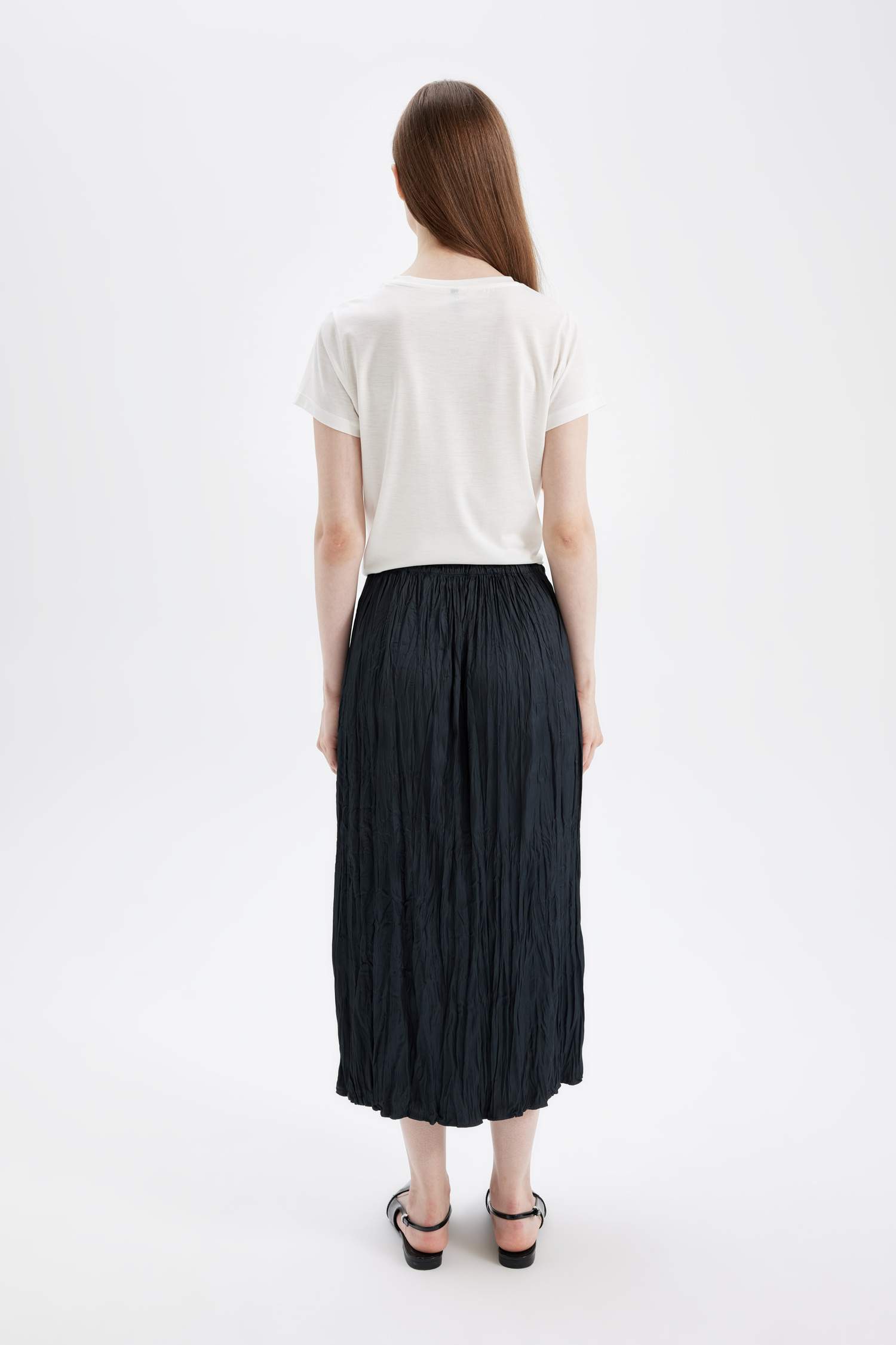 A Cut Satin Maxi Skirt