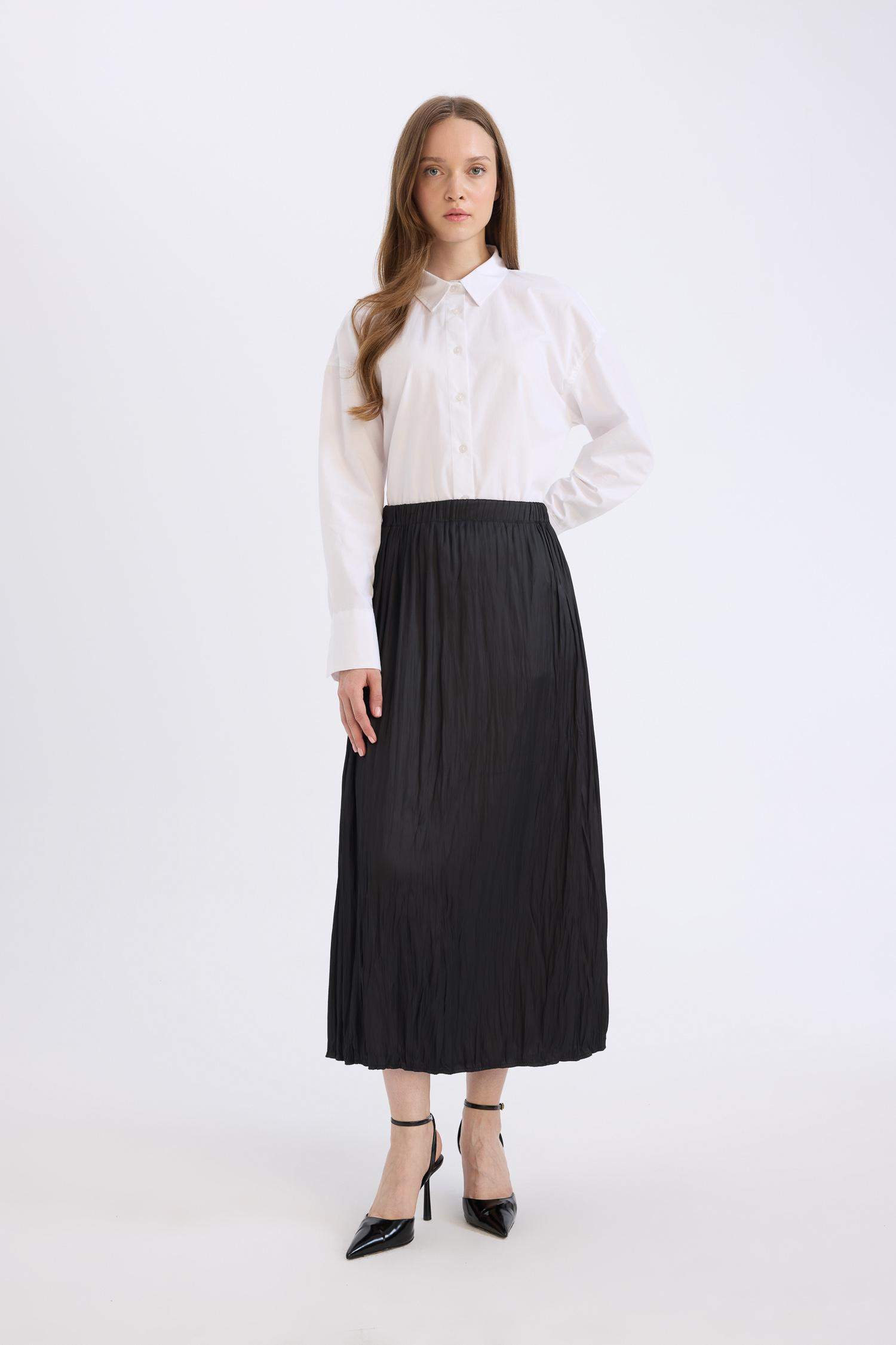 Jupe longue en Satin à coupe A