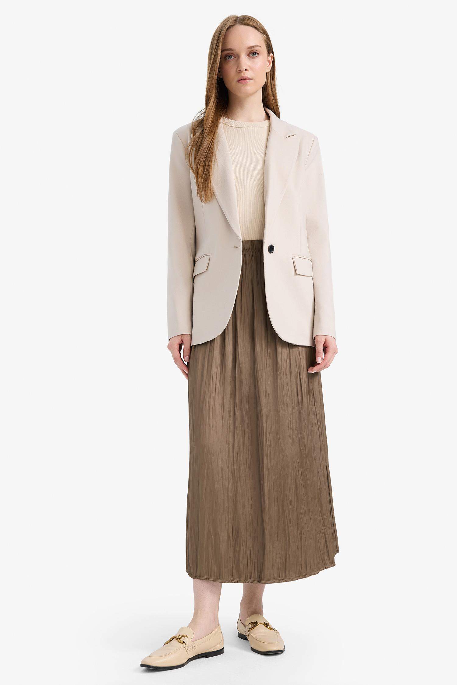 Jupe longue droite en satin Basique