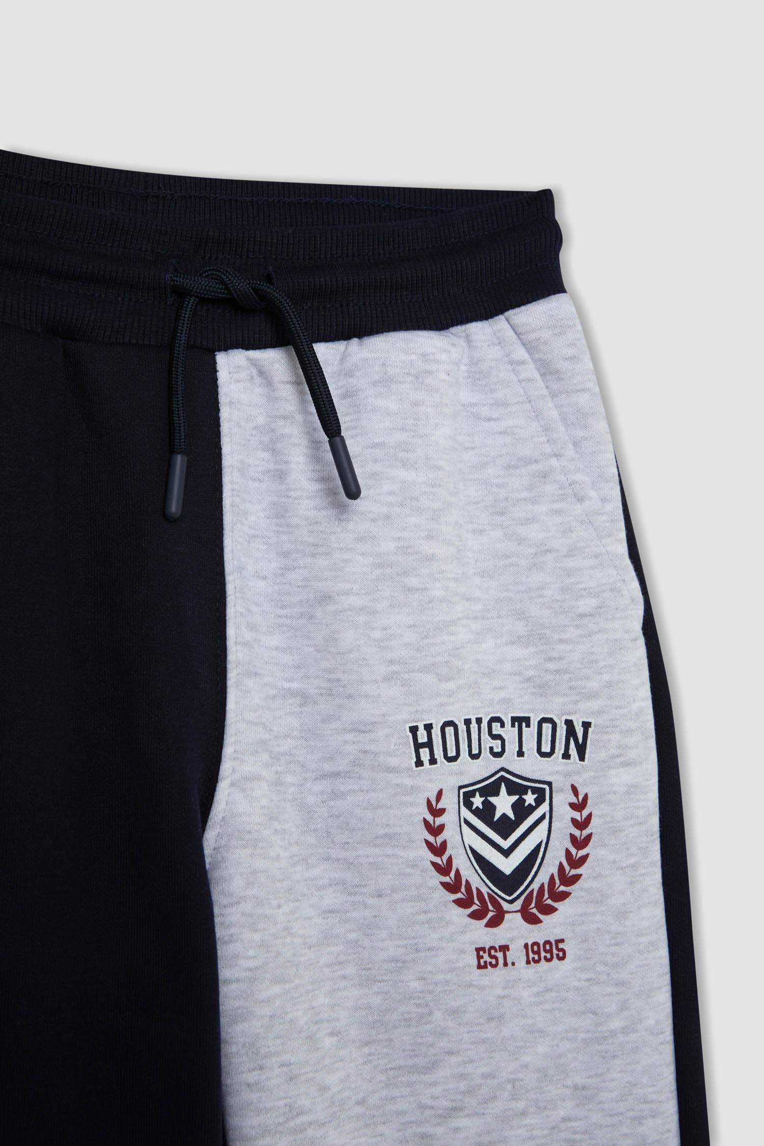 Erkek Çocuk Baskılı Renk Bloklu Beli Paçası Lastikli Cepli Jogger Eşofman Altı