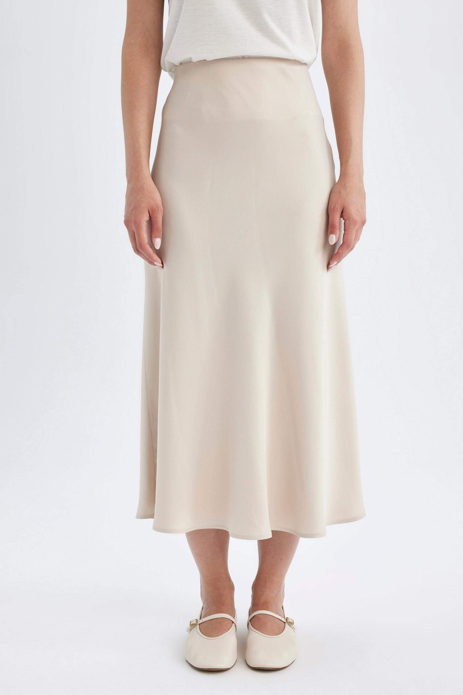 A Cut Satin Maxi Skirt
