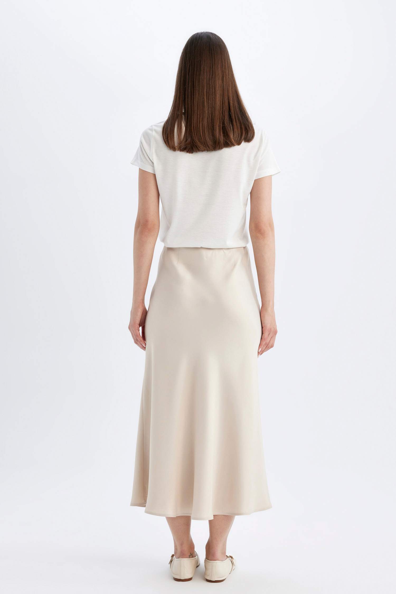 A Cut Satin Maxi Skirt