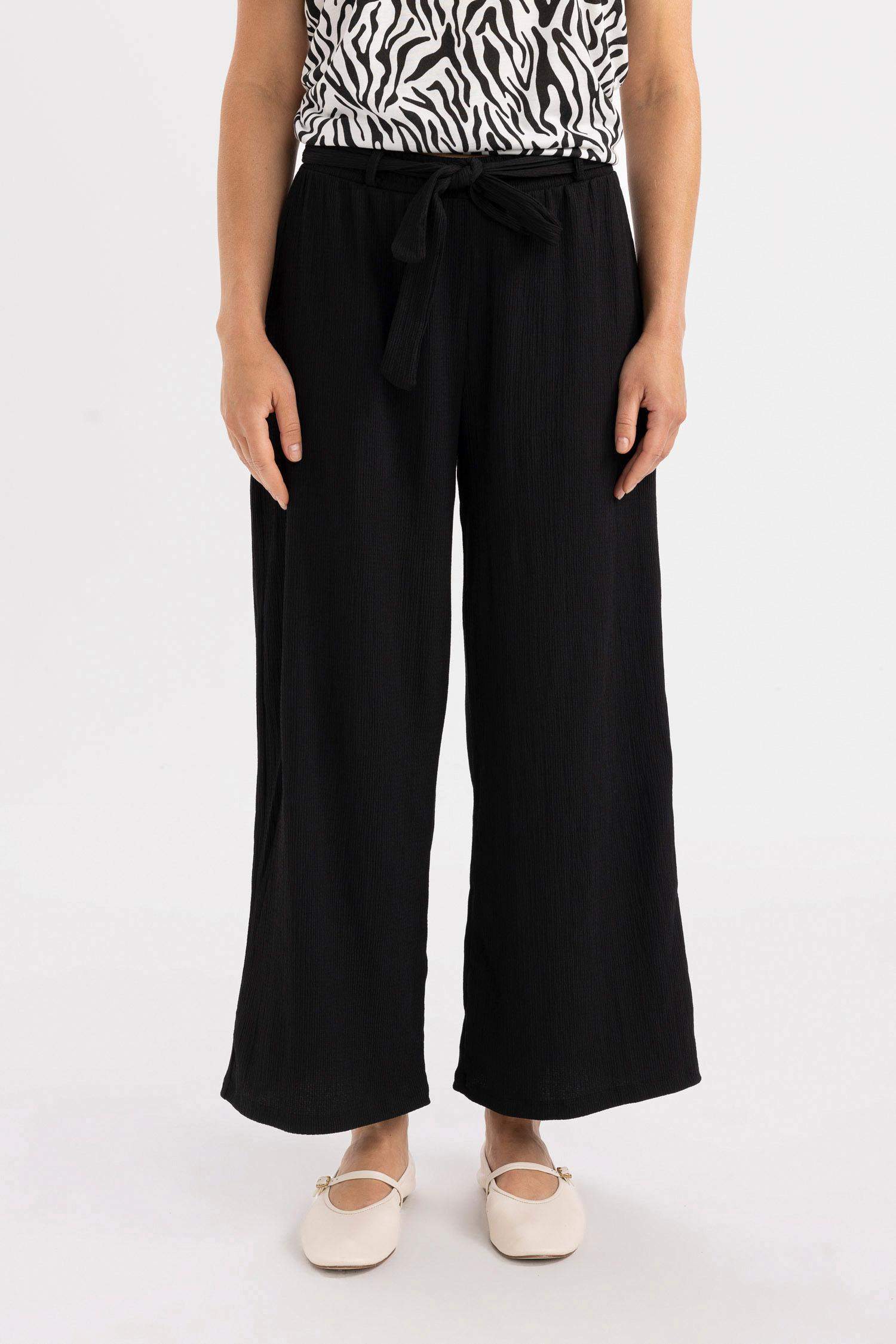 Pantacourt Capri Évasé à Jambes Large à Plis