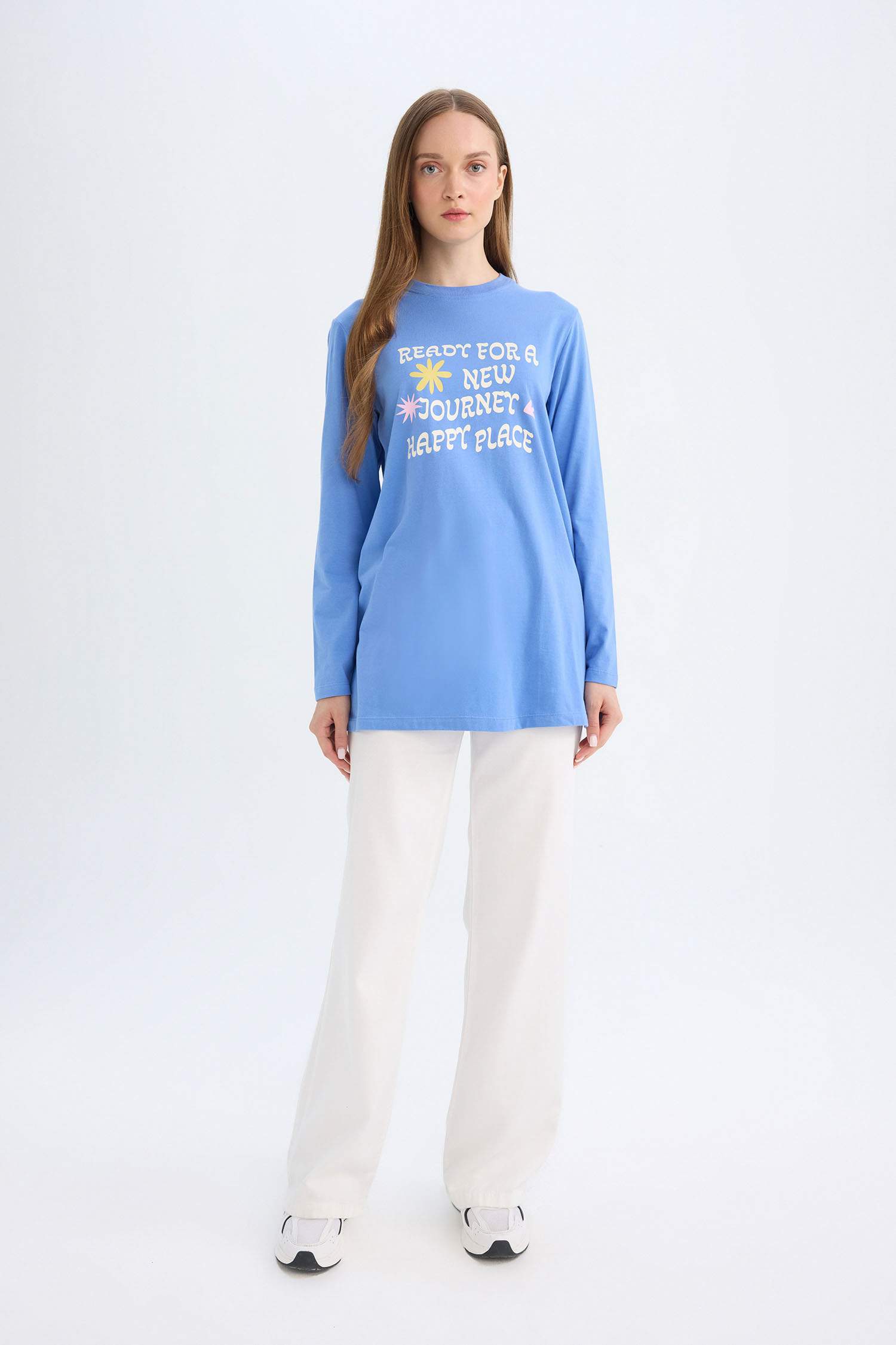 تونيك كم طويل قطن قصة عادية