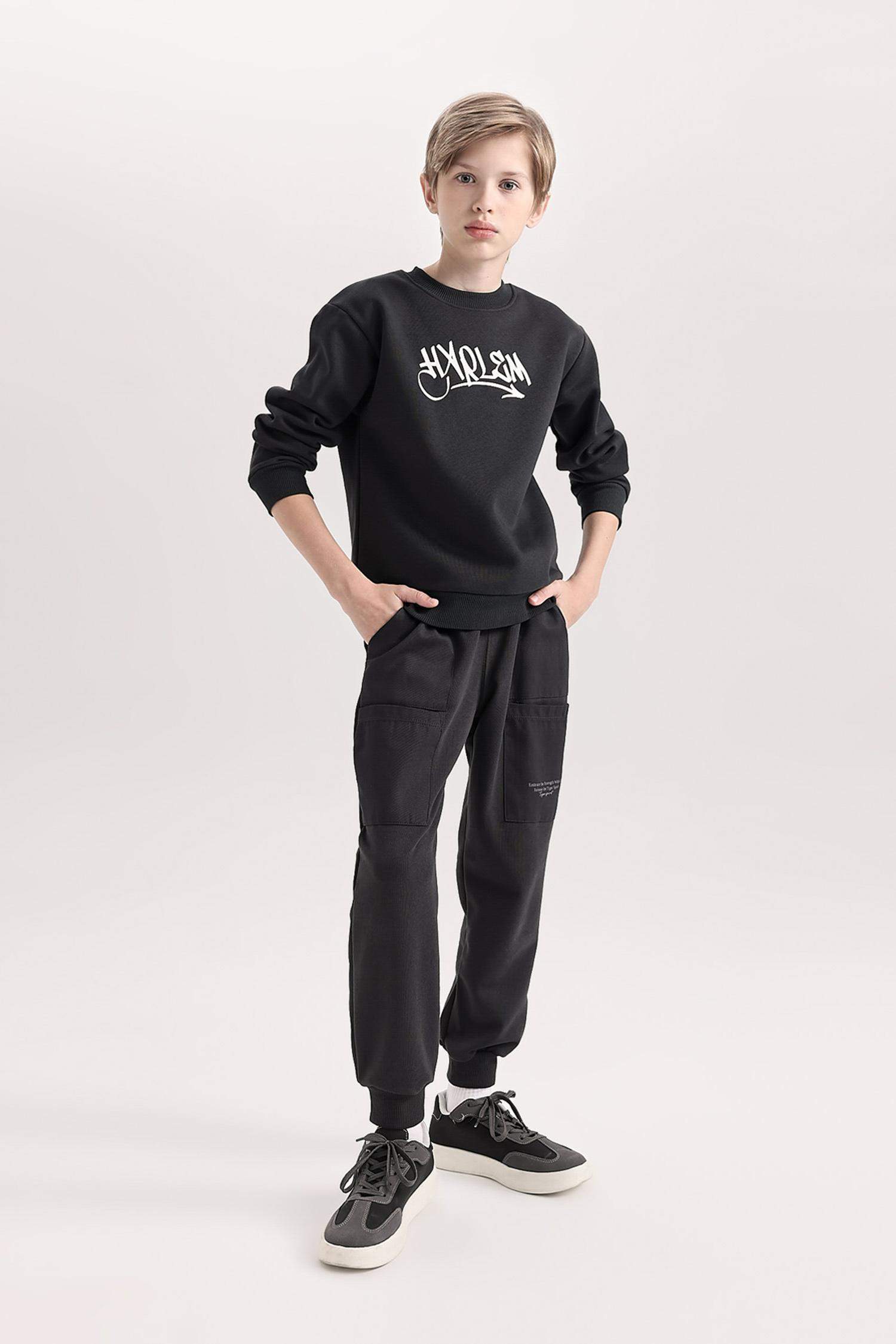 Erkek Çocuk Baskılı Beli Paçası Lastikli Cepli Jogger Eşofman Altı