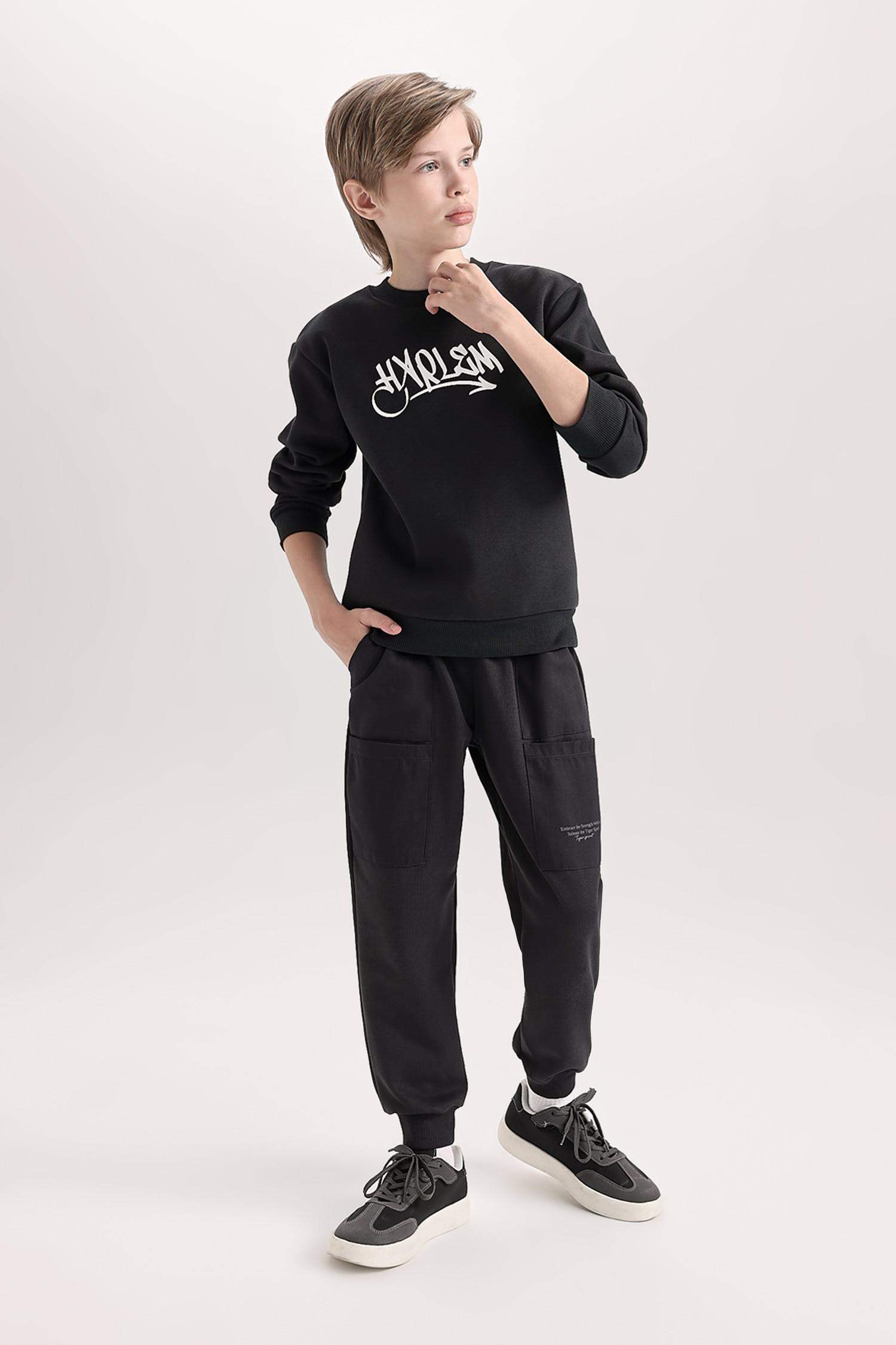 Erkek Çocuk Baskılı Beli Paçası Lastikli Cepli Jogger Eşofman Altı