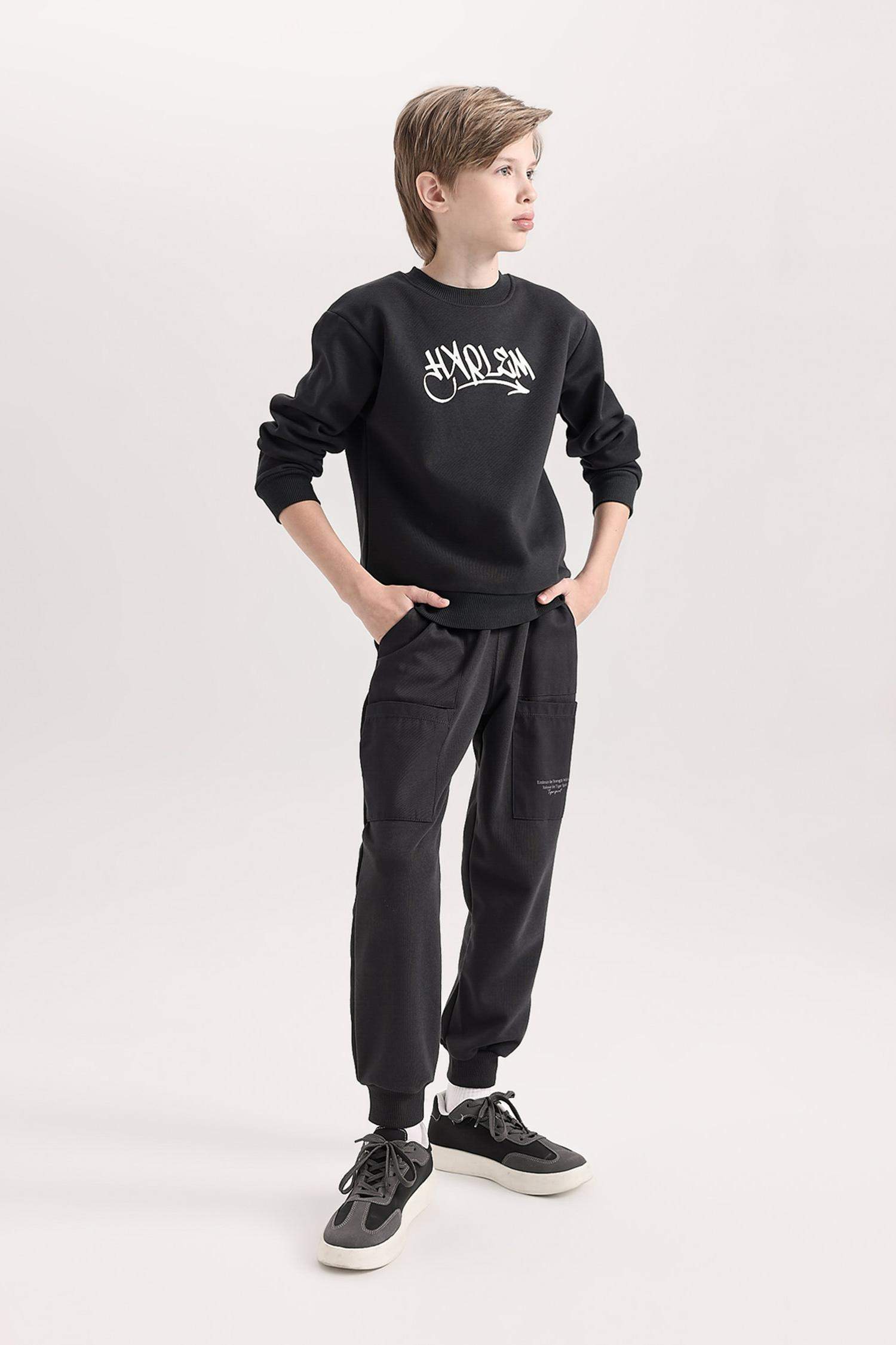 Erkek Çocuk Baskılı Beli Paçası Lastikli Cepli Jogger Eşofman Altı