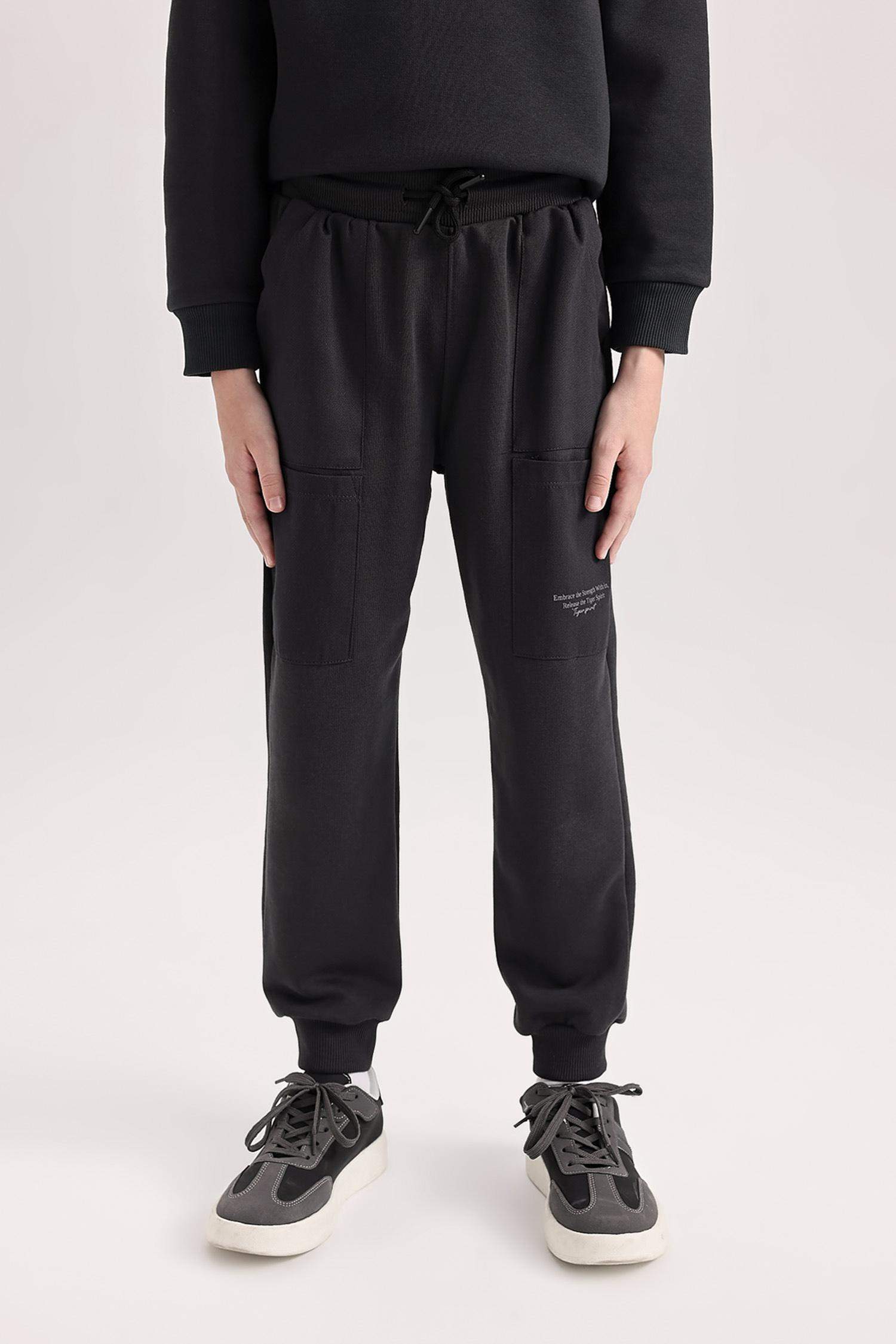 Erkek Çocuk Baskılı Beli Paçası Lastikli Cepli Jogger Eşofman Altı