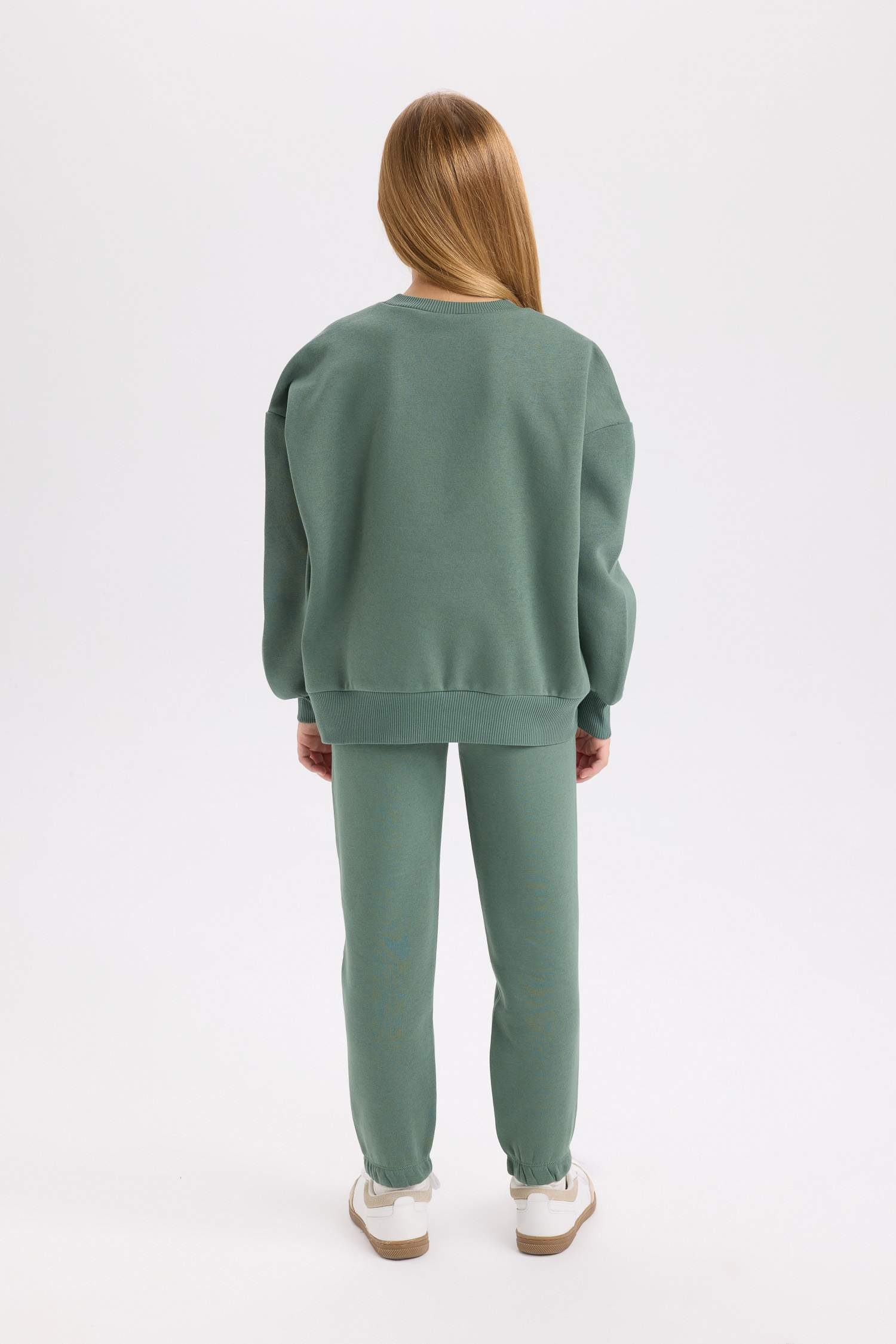 Kız Çocuk 2'li Takım Baskılı Sweatshirt Beli Lastikli Eşofman Altı