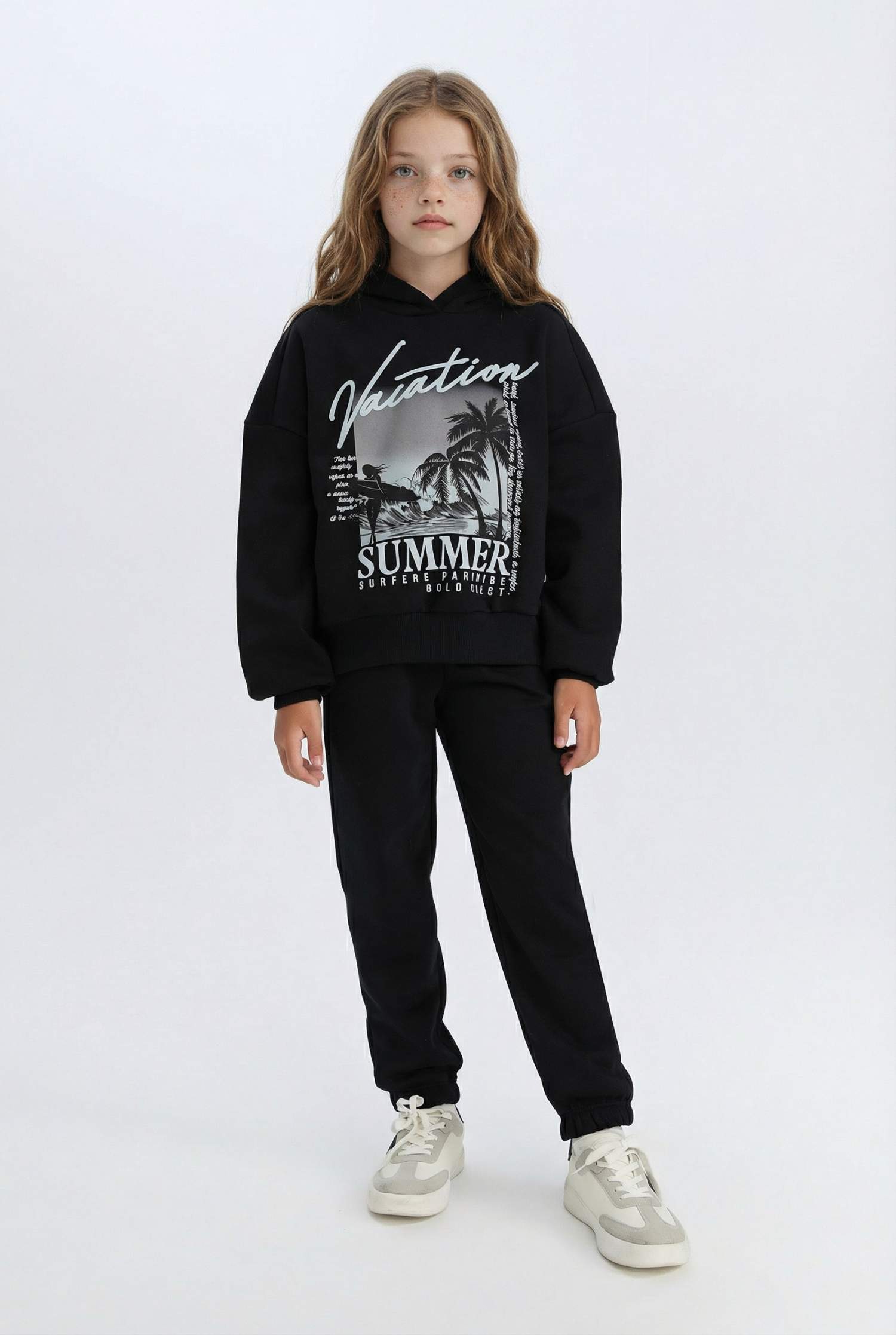 Ensemble pour fille : sweat à capuche imprimé et jogging