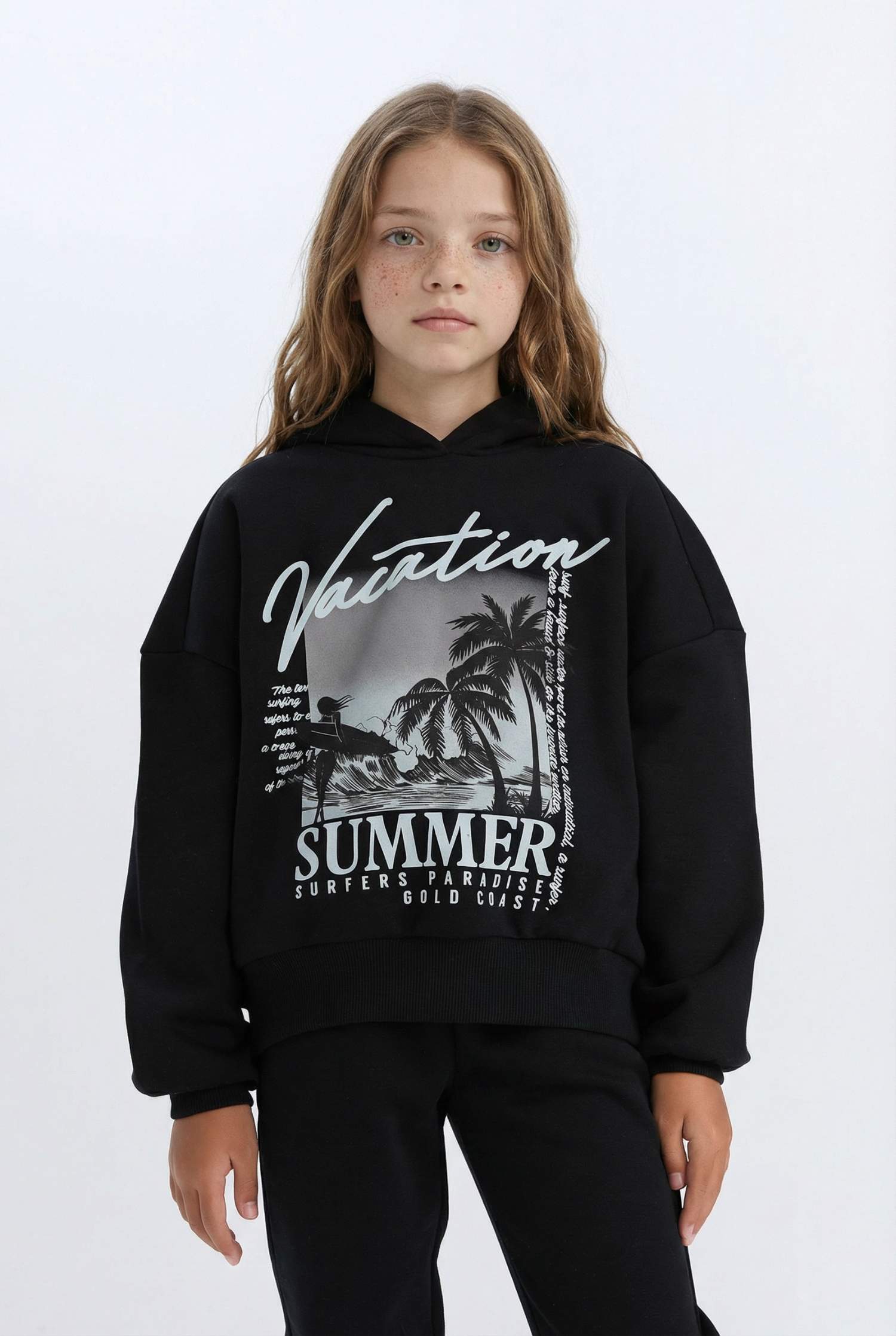 Ensemble pour fille : sweat à capuche imprimé et jogging