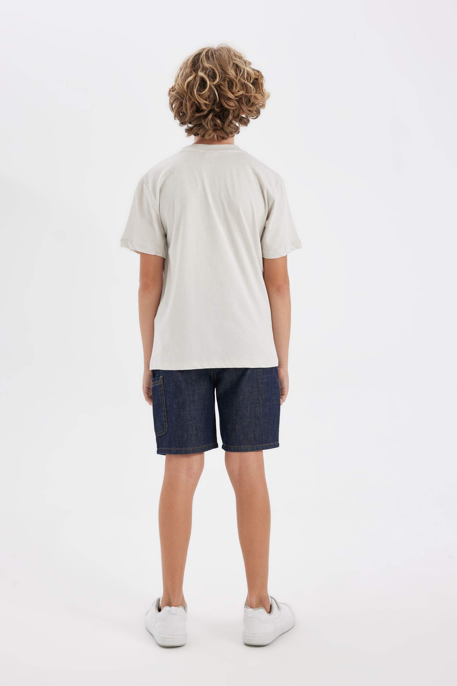 Erkek Çocuk Bisiklet Yaka Baskılı Kısa Kollu Tişört