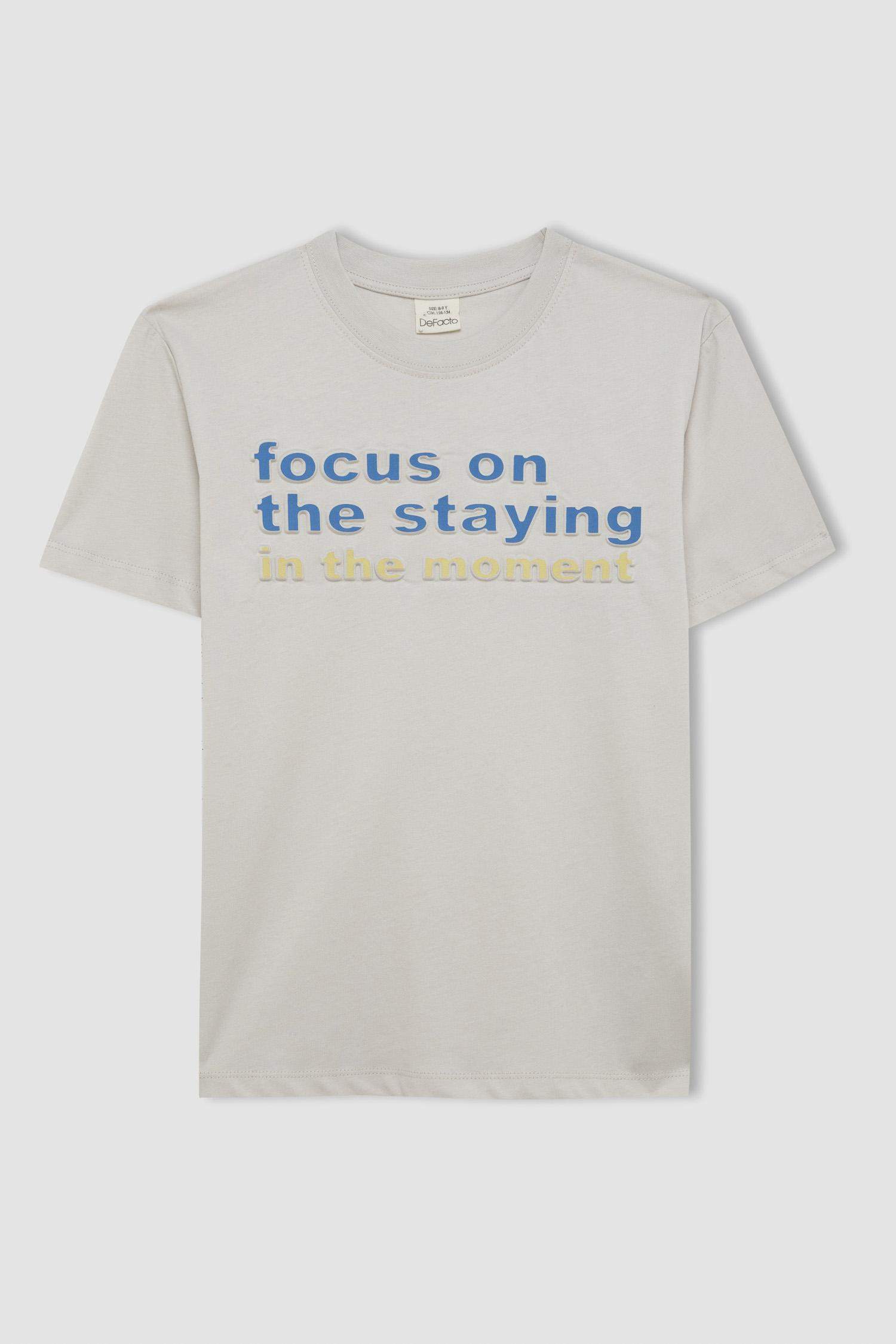 Erkek Çocuk Bisiklet Yaka Baskılı Kısa Kollu Tişört