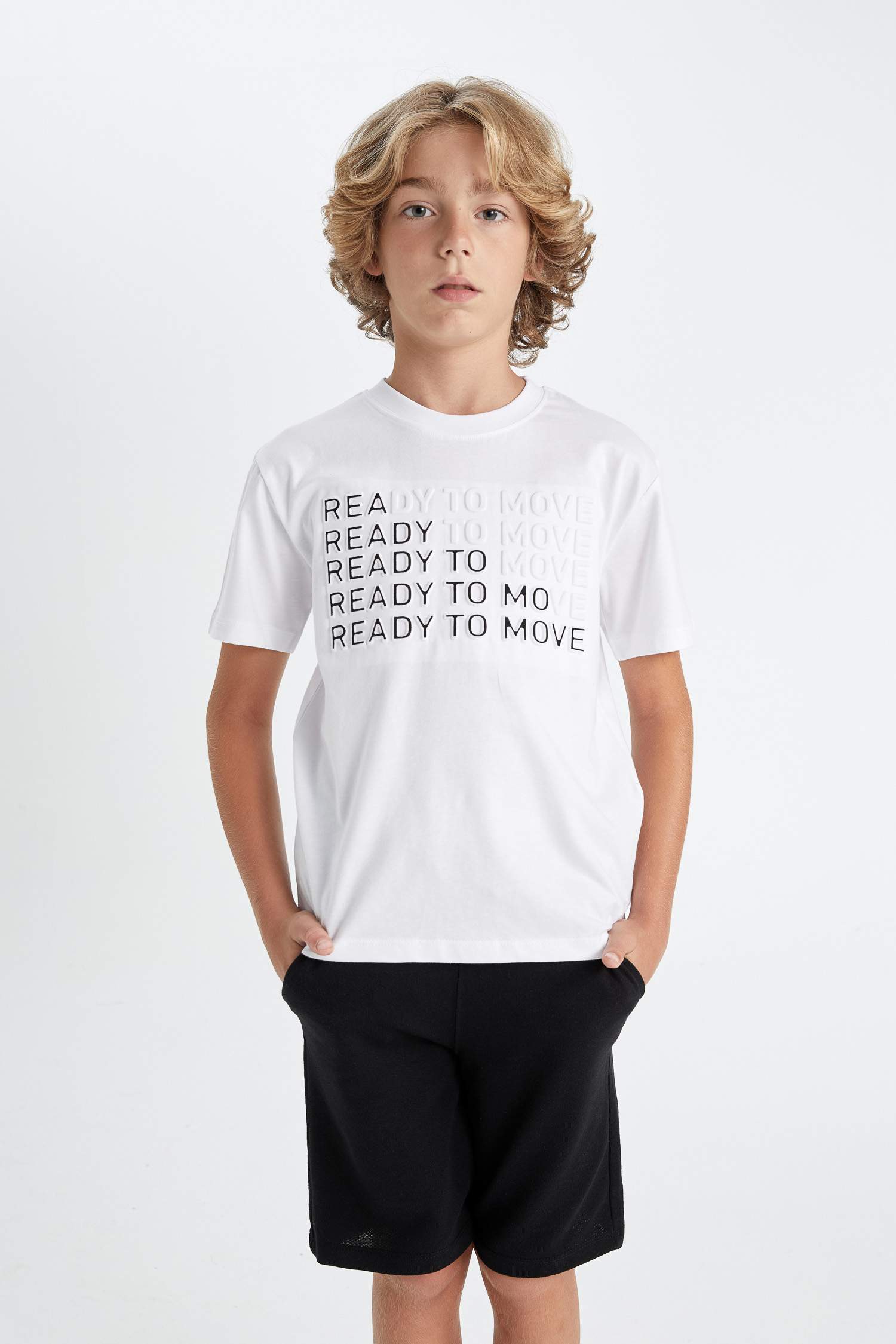 Erkek Çocuk Bisiklet Yaka Baskılı Kısa Kollu Tişört