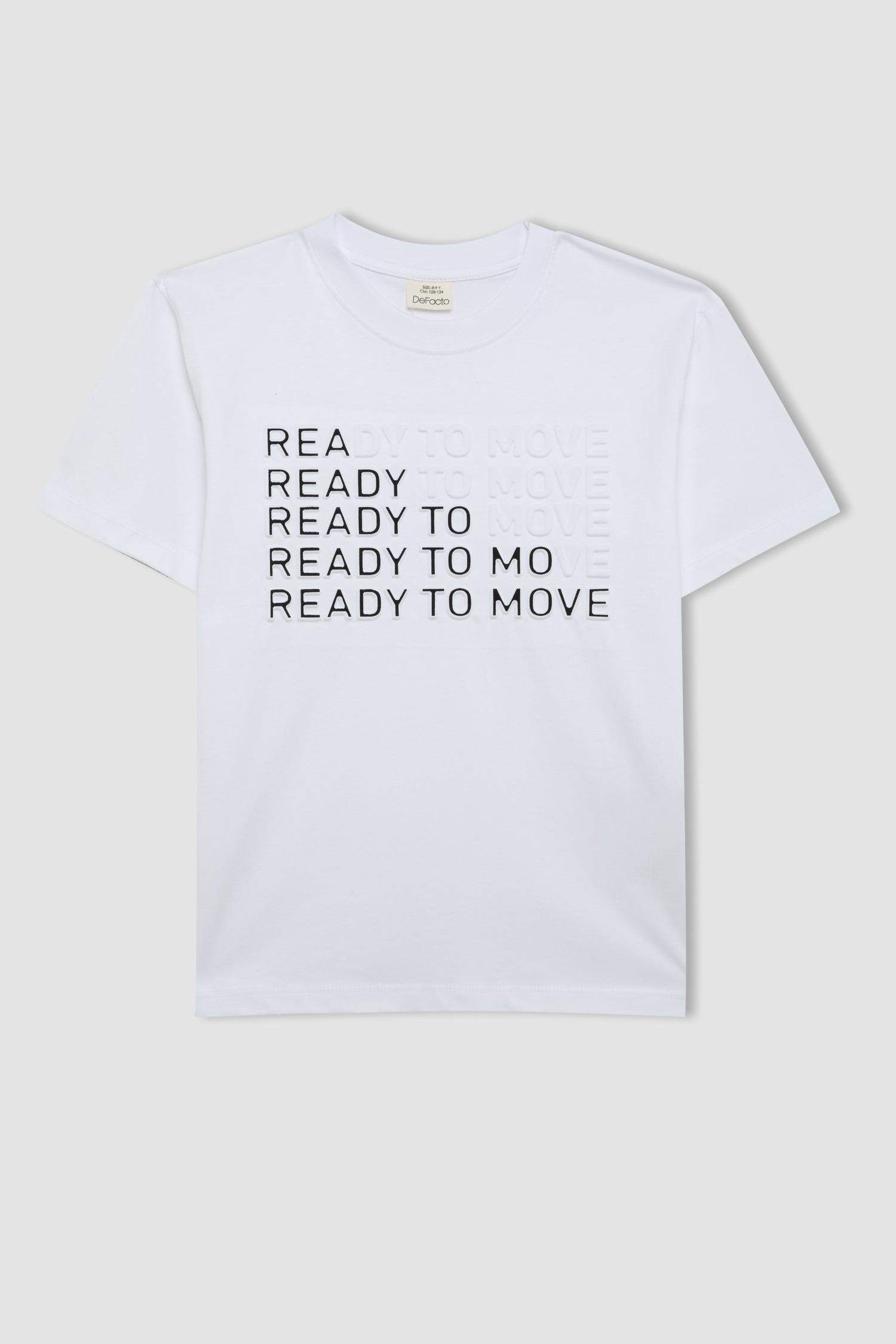 Erkek Çocuk Bisiklet Yaka Baskılı Kısa Kollu Tişört