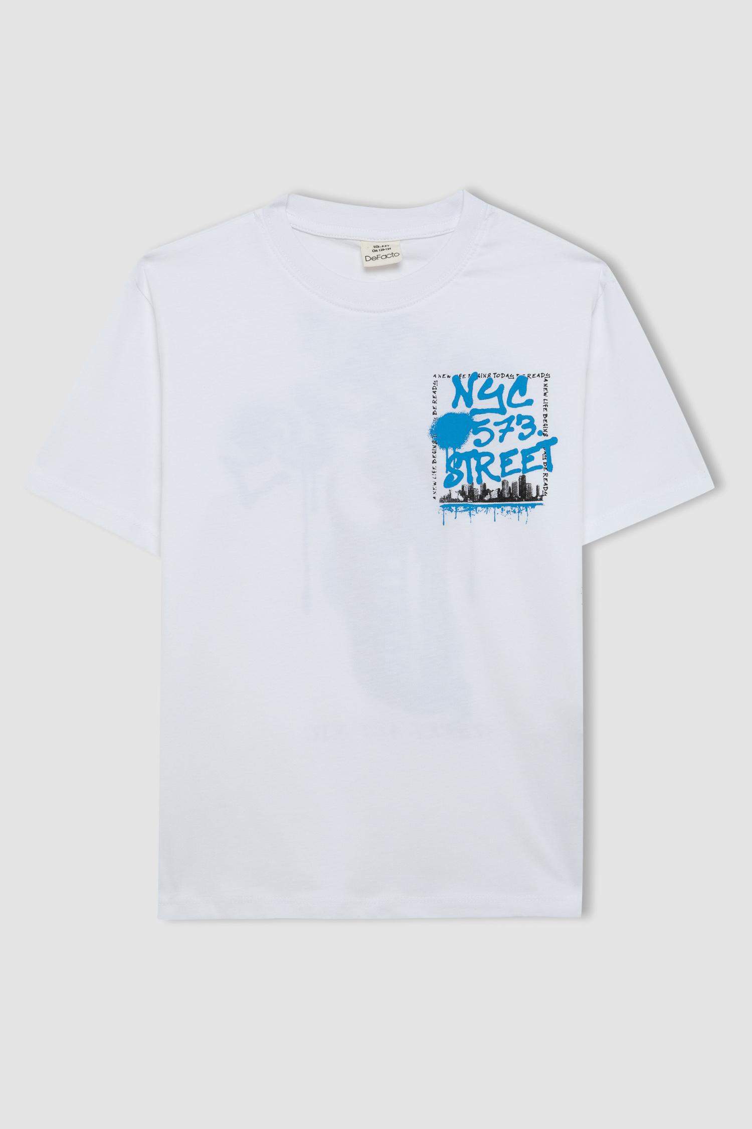 Erkek Çocuk Bisiklet Yaka Baskılı Kısa Kollu Tişört