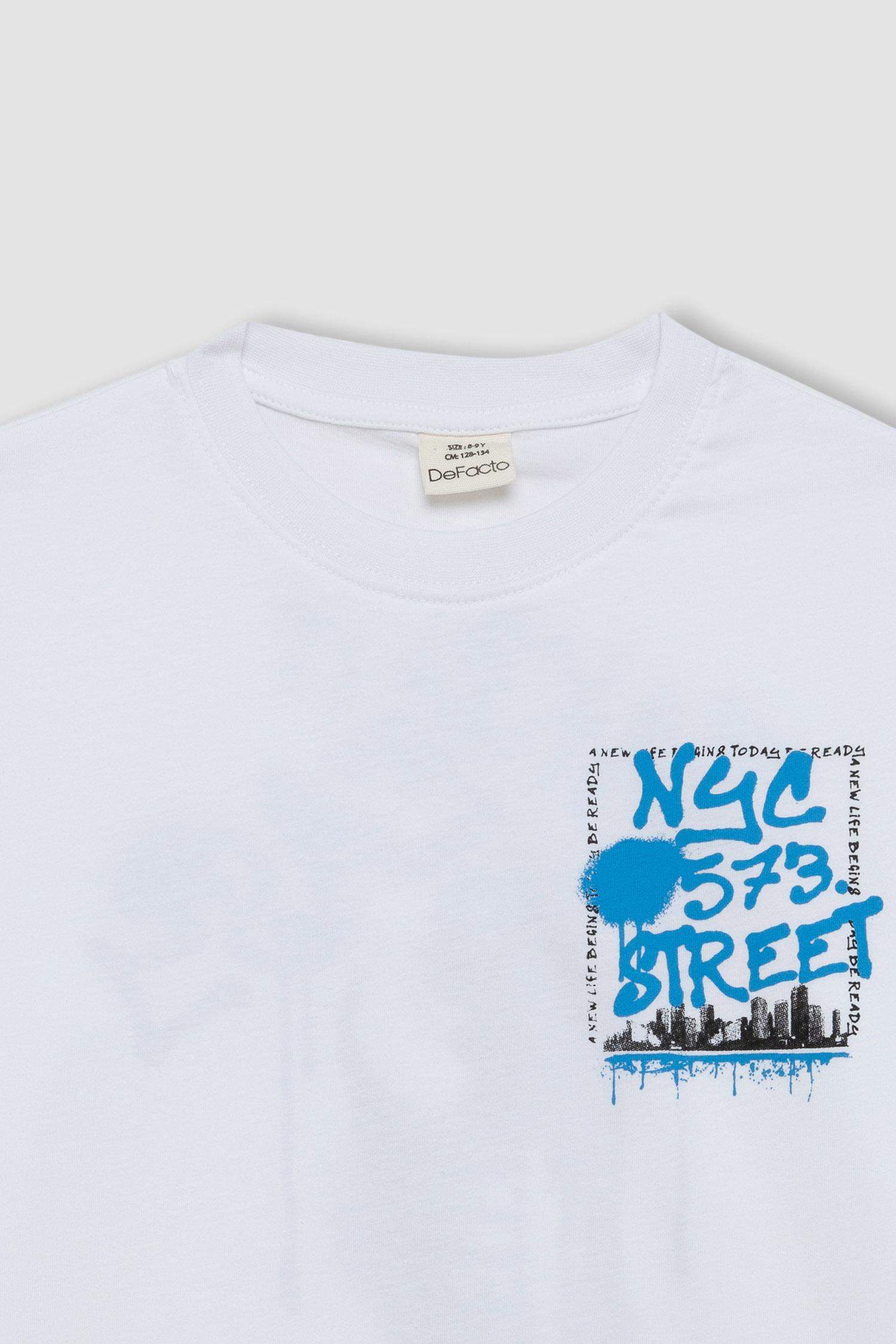 Erkek Çocuk Bisiklet Yaka Baskılı Kısa Kollu Tişört