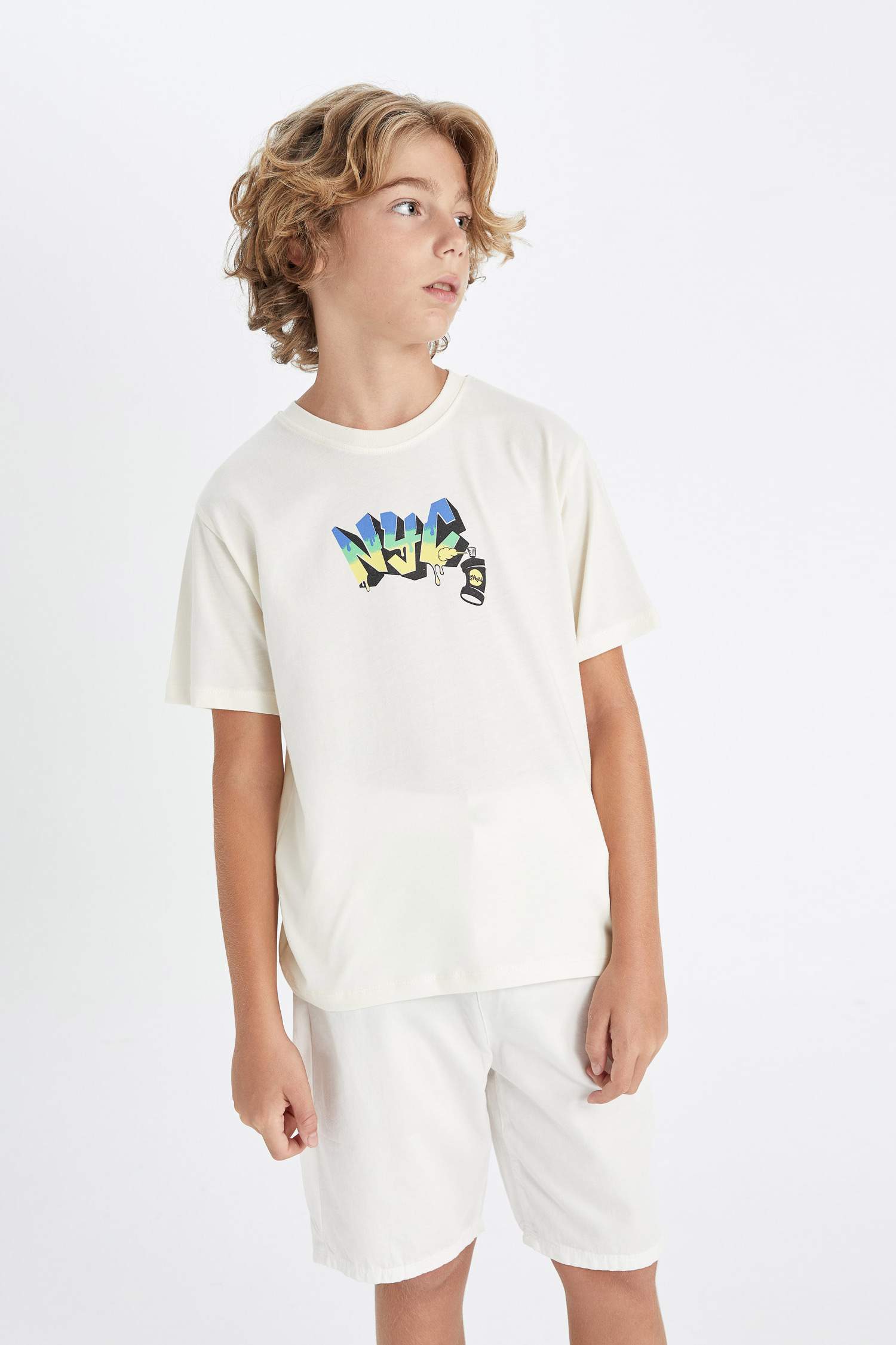 Erkek Çocuk Bisiklet Yaka Nakışlı Kısa Kollu Tişört