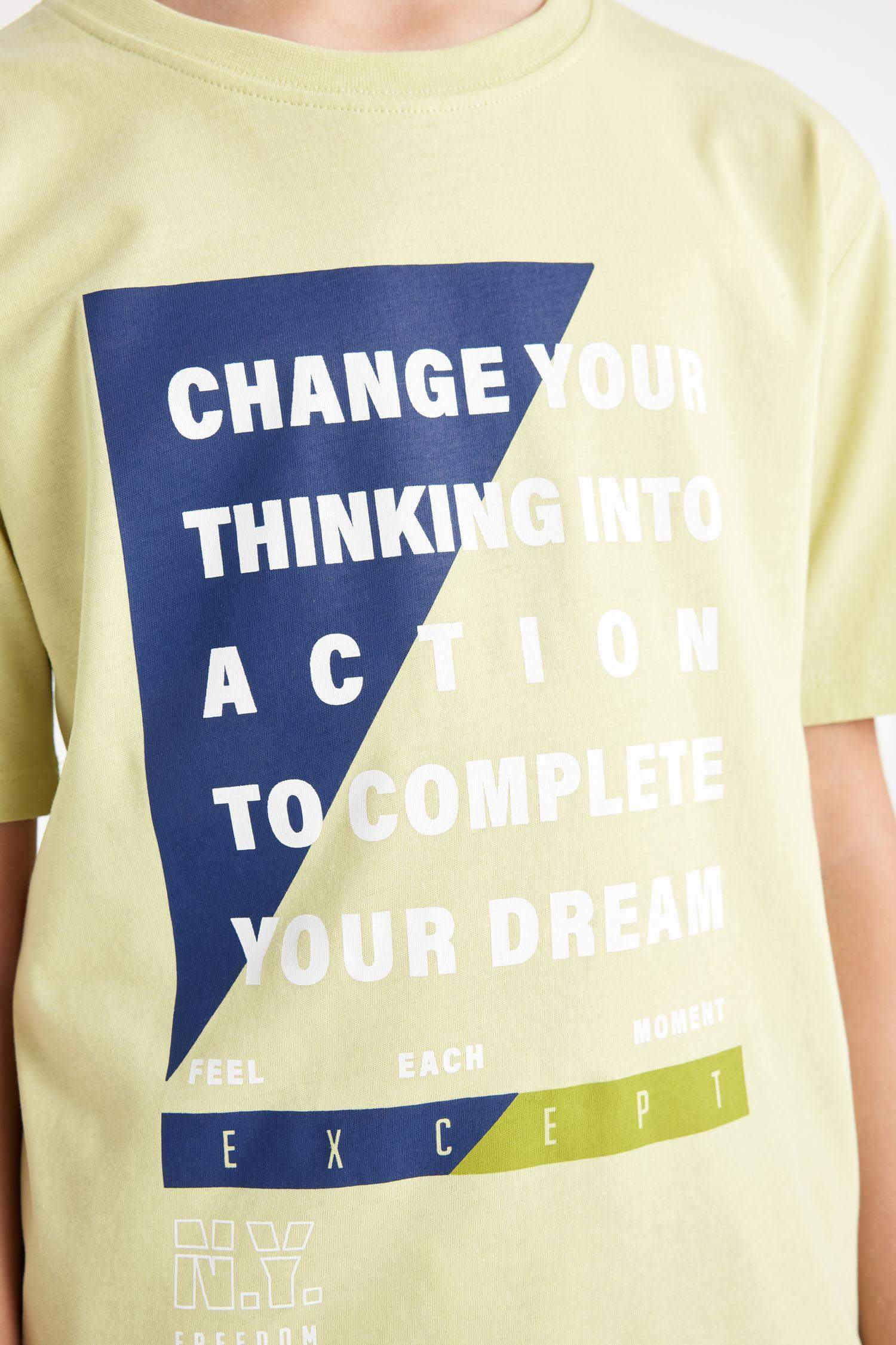 Erkek Çocuk Bisiklet Yaka Baskılı Kısa Kollu Tişört