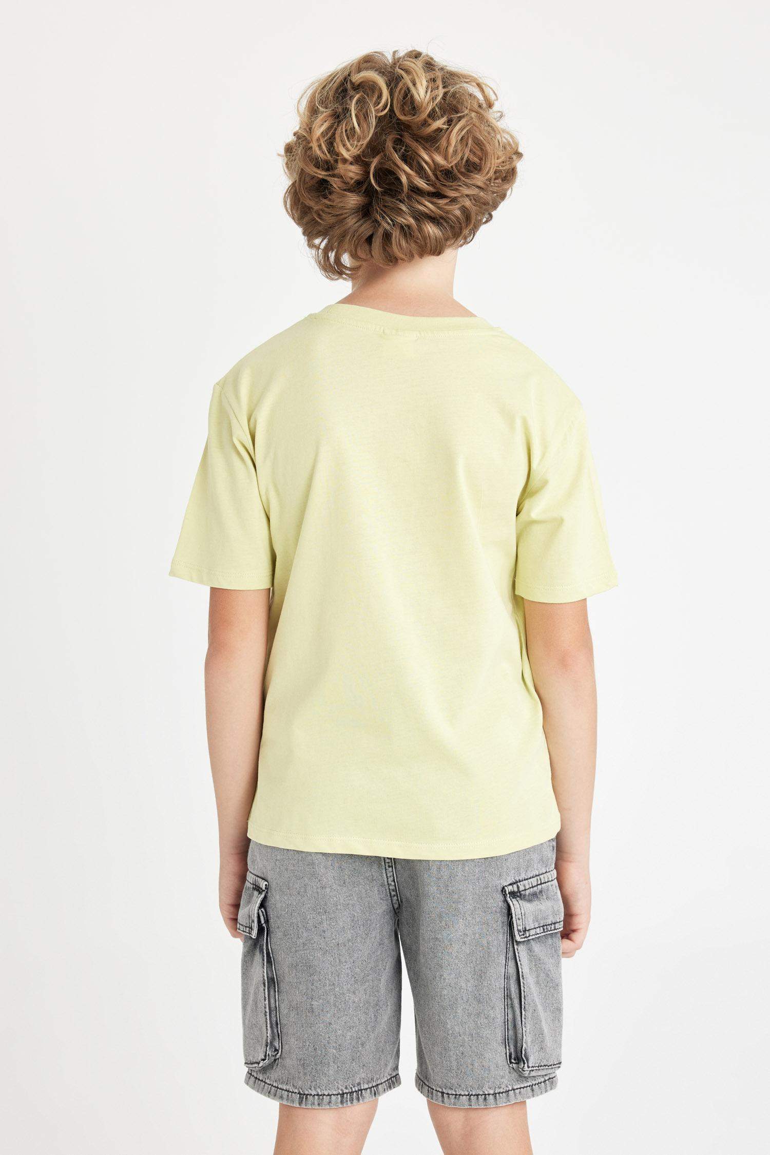 Erkek Çocuk Bisiklet Yaka Baskılı Kısa Kollu Tişört