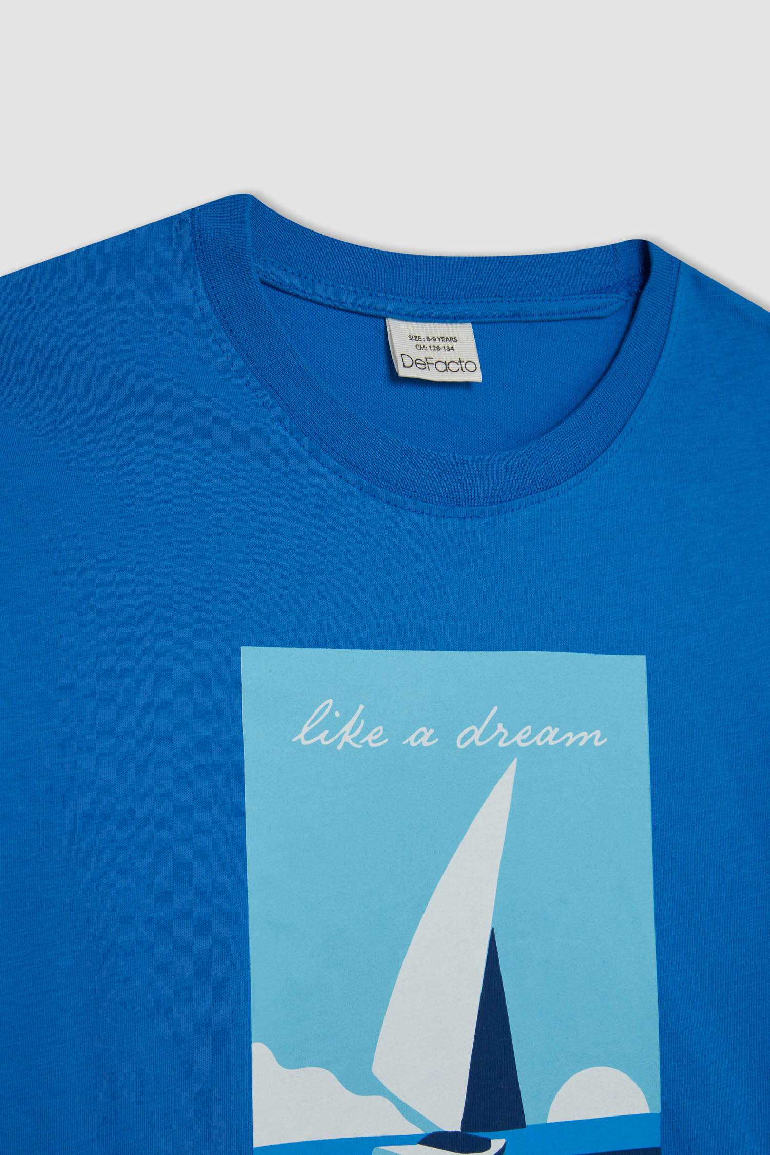 Erkek Çocuk Bisiklet Yaka Baskılı Kısa Kollu Tişört