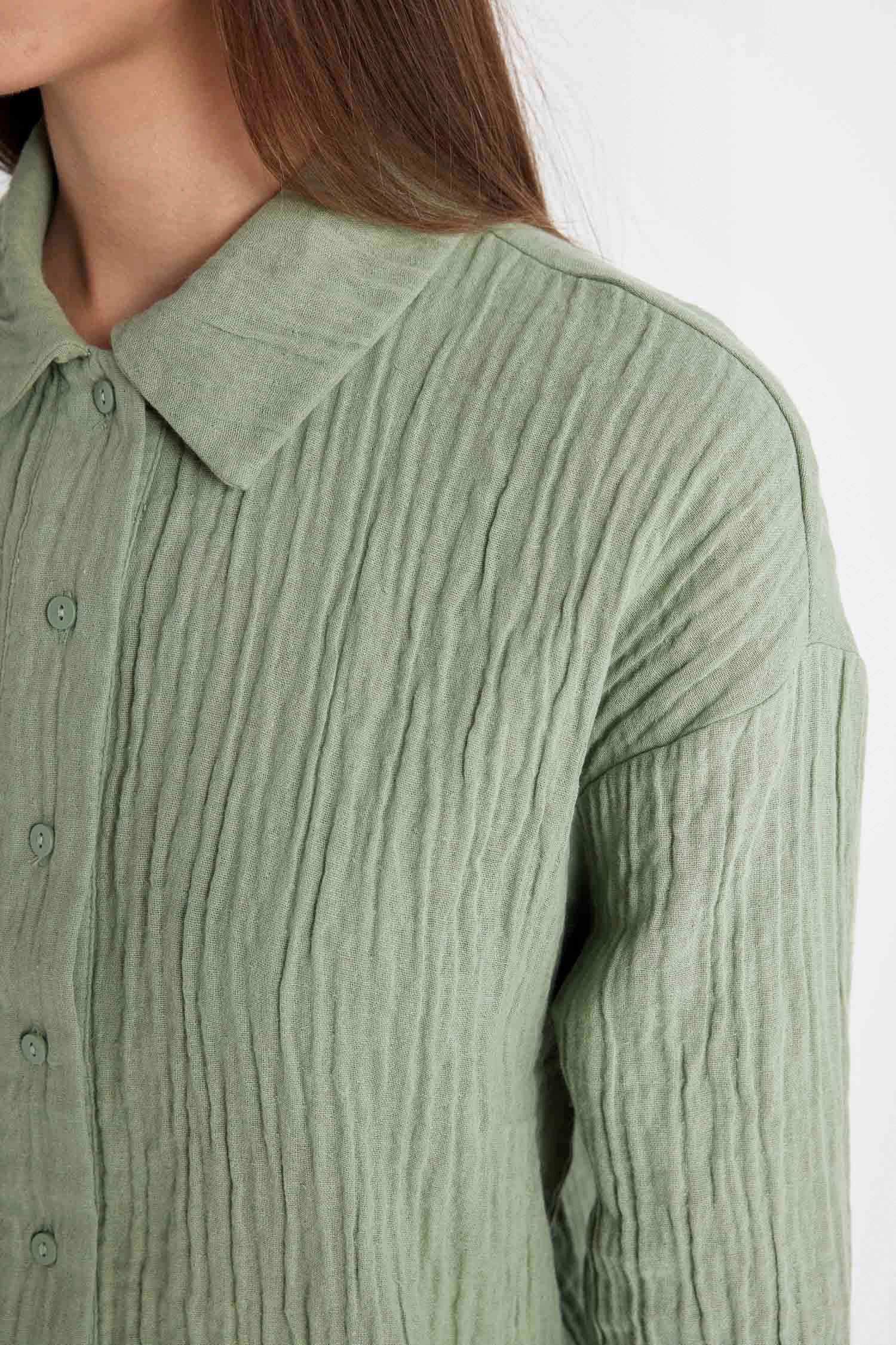 Relax Fit Muslin Long Sleeve Shirt Tunic