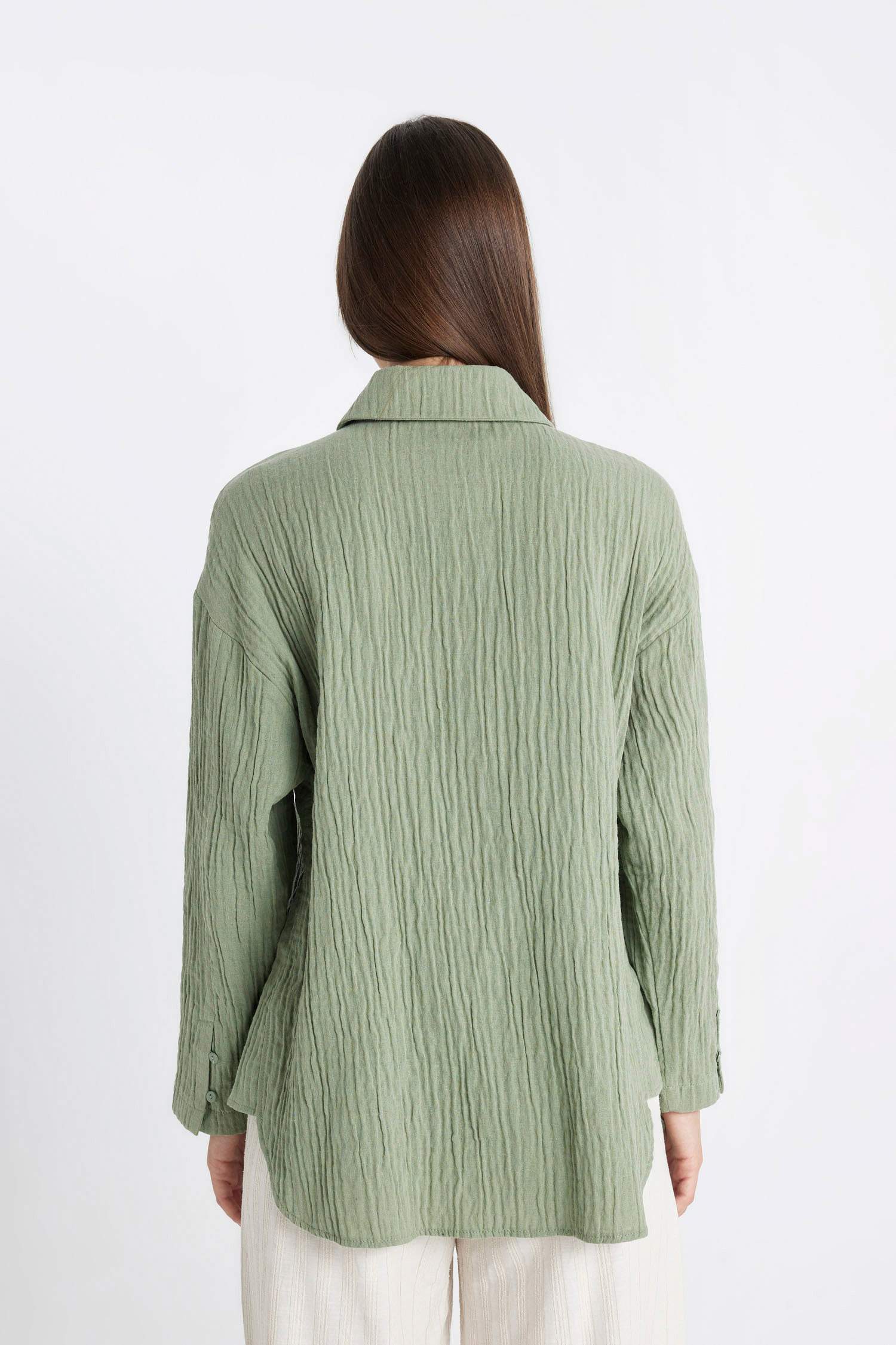 Relax Fit Muslin Long Sleeve Shirt Tunic