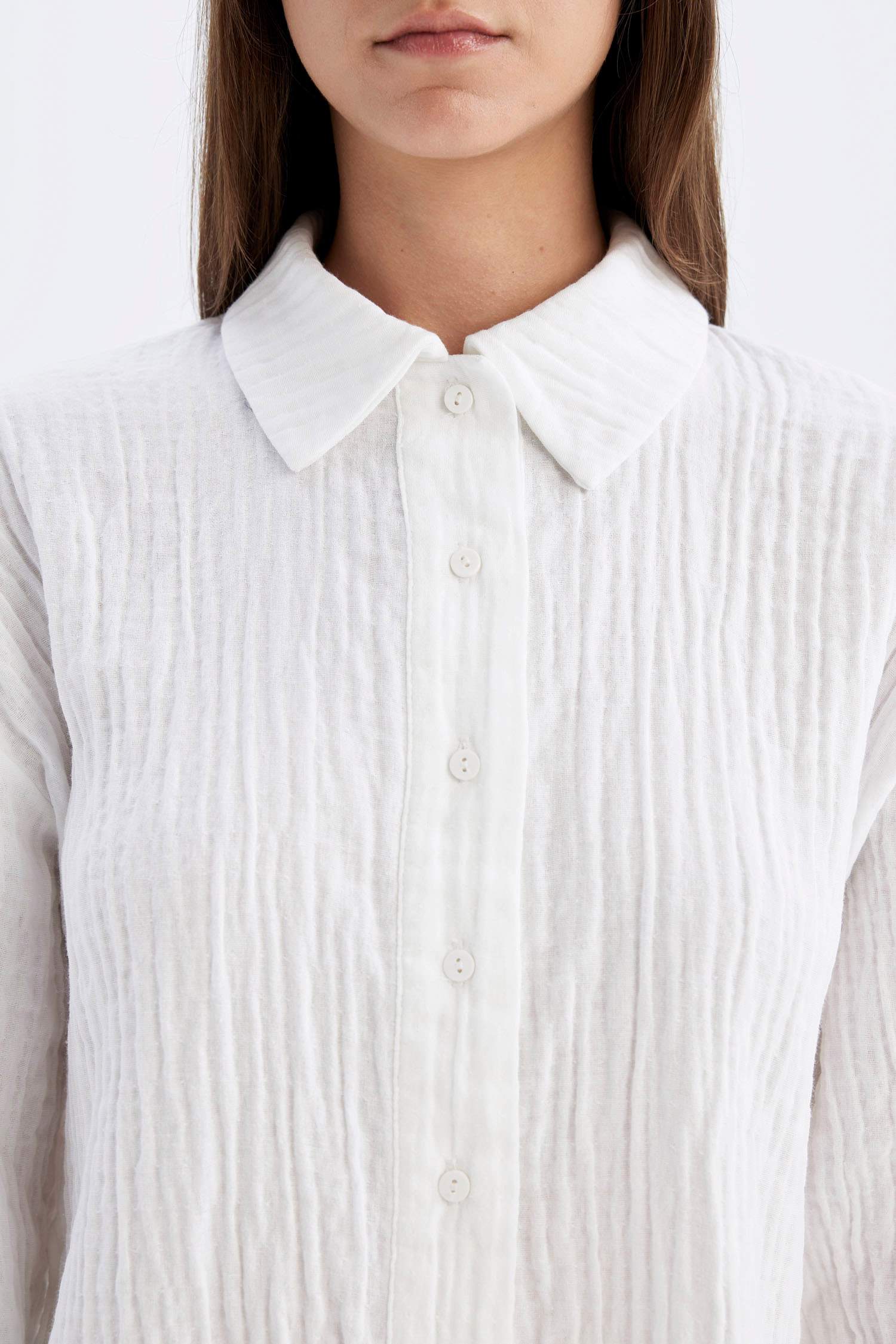 Relax Fit Muslin Long Sleeve Shirt Tunic