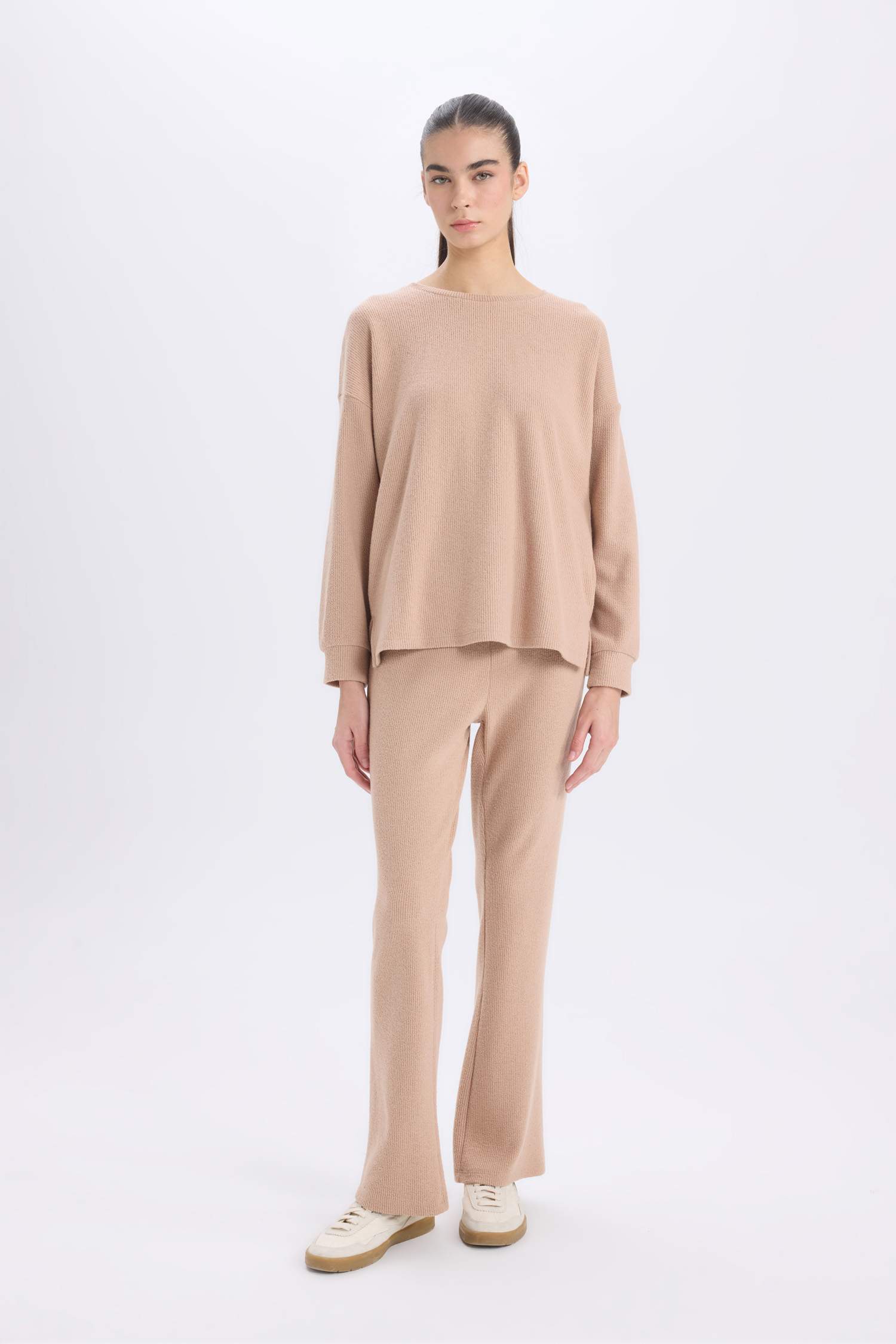 Regular Fit Basic Top Bottom 2 Piece Pajama Set