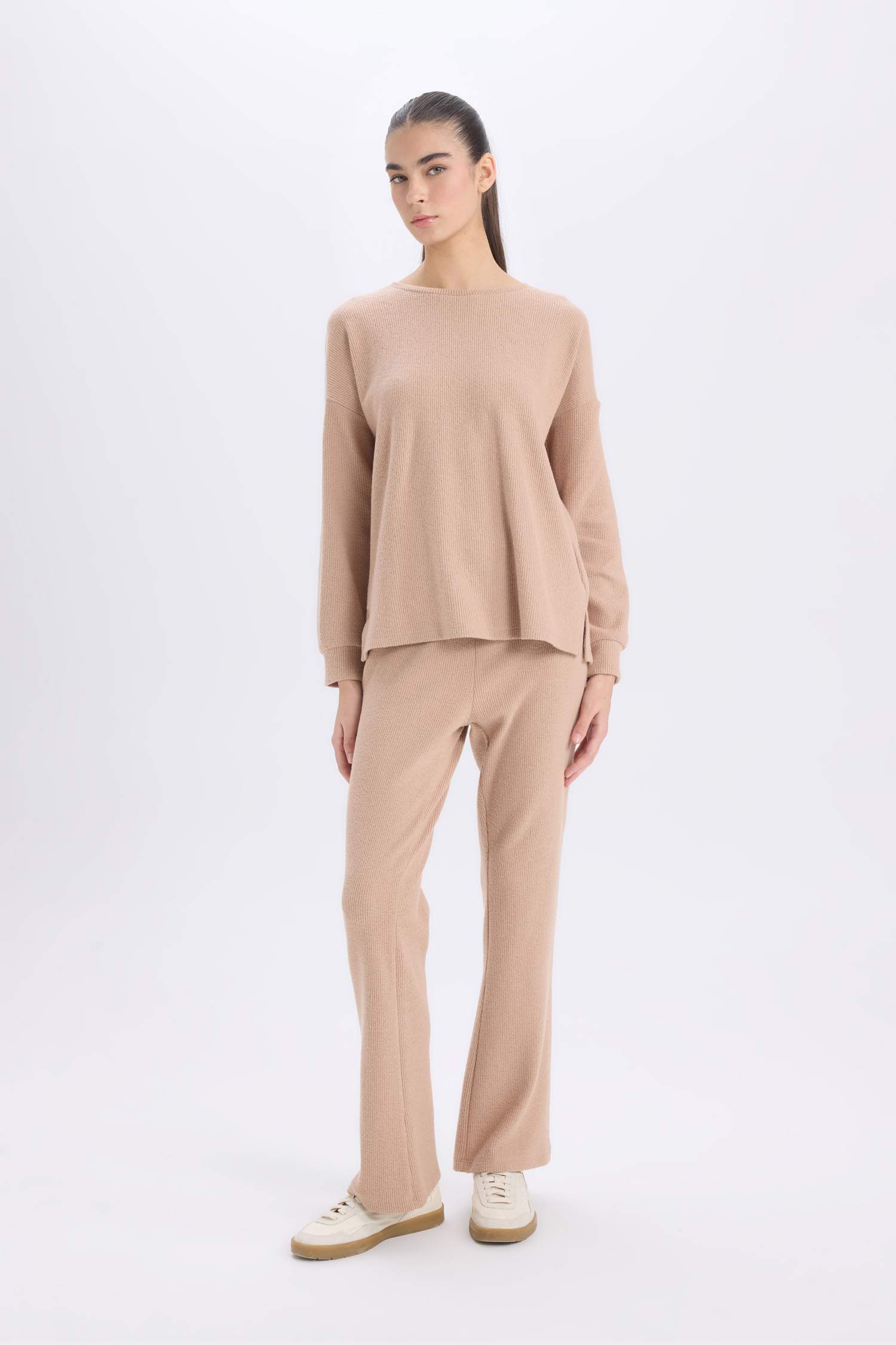 Regular Fit Basic Top Bottom 2 Piece Pajama Set