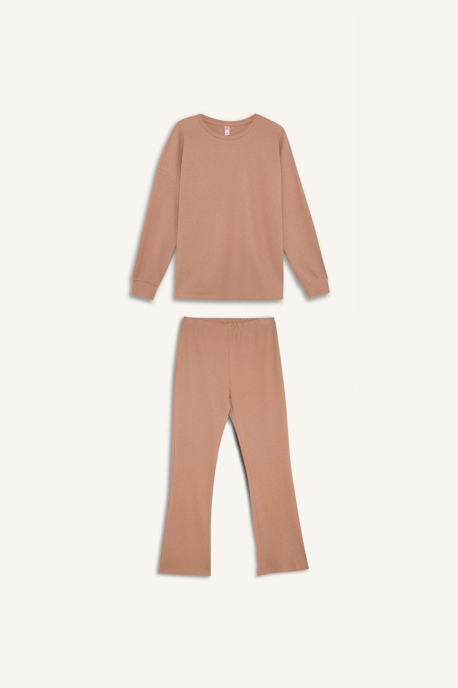 Regular Fit Basic Top Bottom 2 Piece Pajama Set