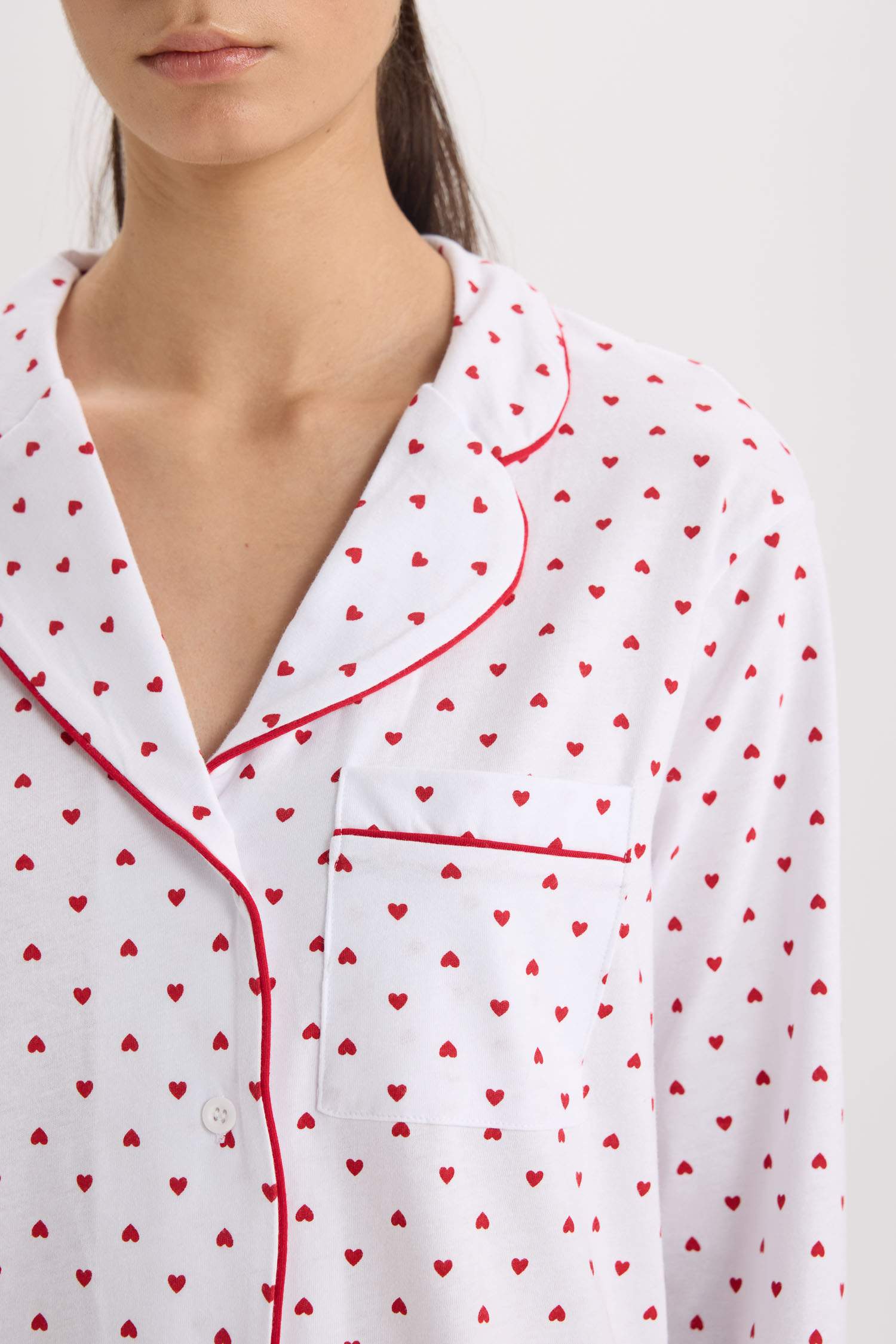 Yılbaşı Temalı Pijama Takımı Uzun Kollu Üst Beli Lastikli Uzun Alt-Fall in Love 