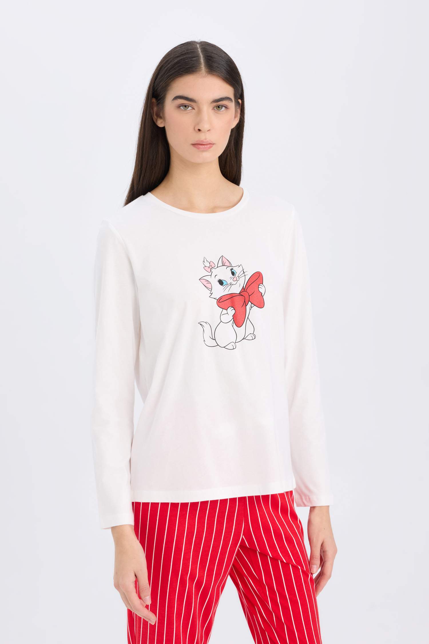 Aristocats Pijama Takım Uzun Kollu Üst Beli Lastikli Desenli Alt - Fall in Love