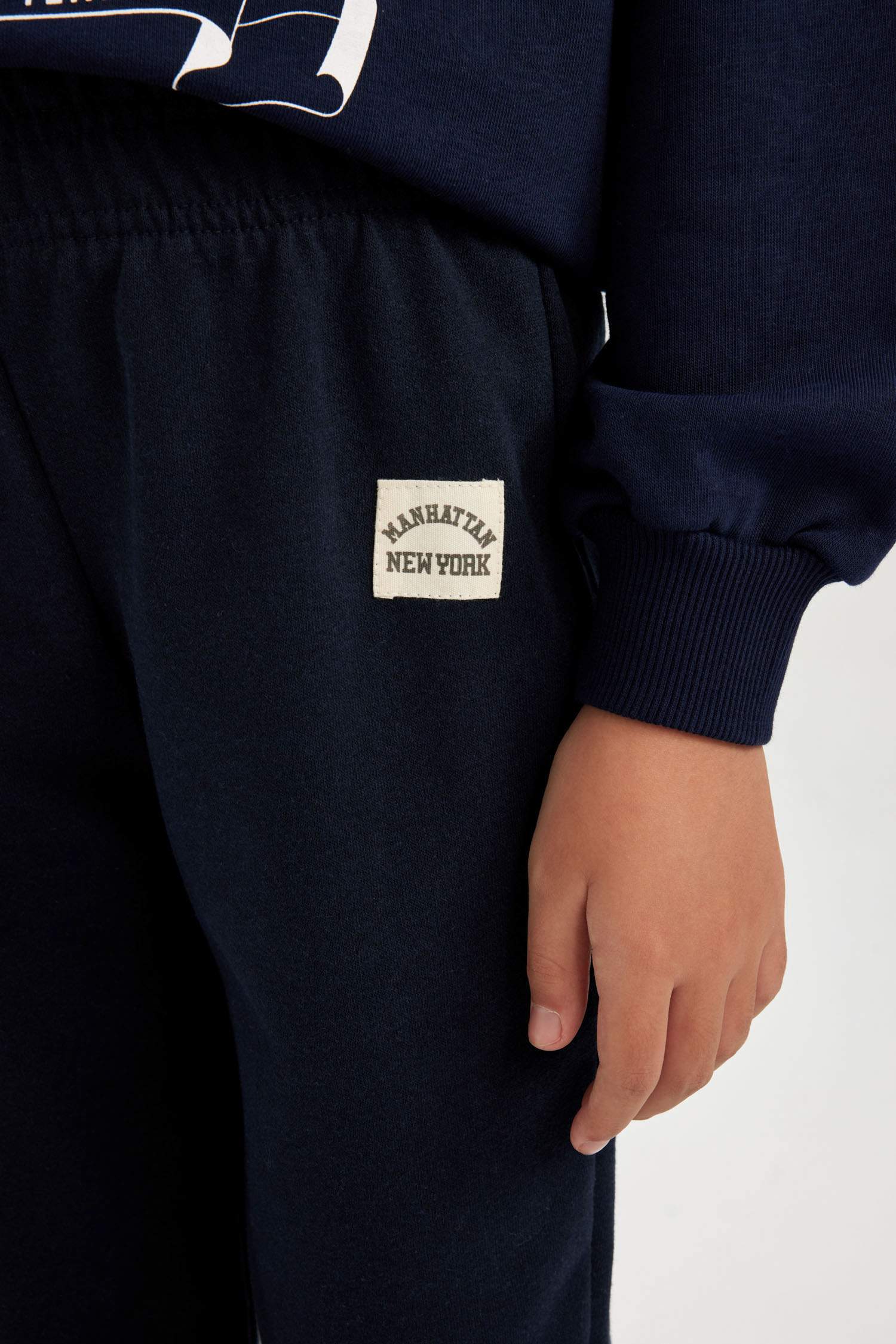 Kız Çocuk Dokuma Etiketli Beli Paçası Lastikli Jogger Eşofman Altı