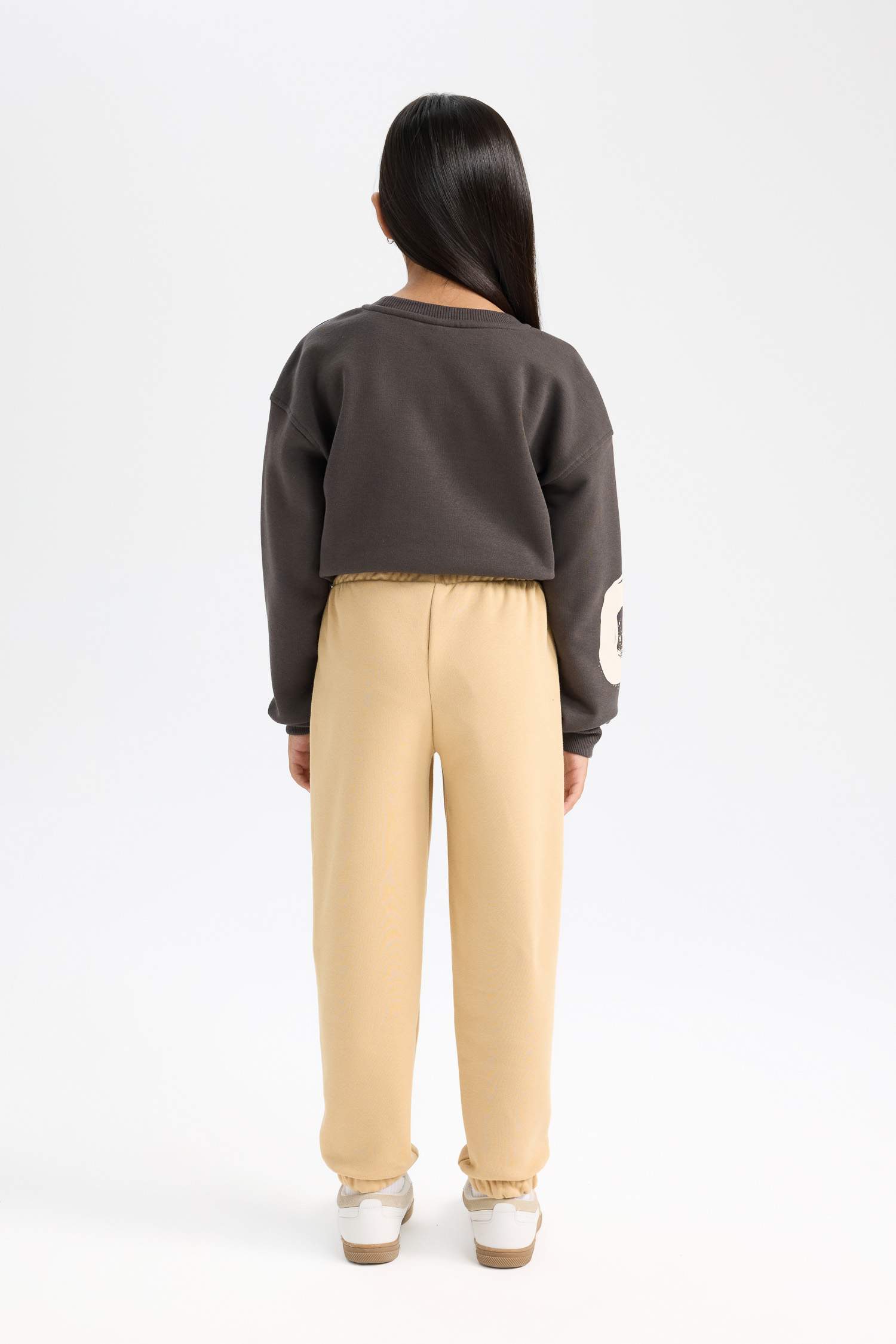 Kız Çocuk Standart Fit Beli Paçası Lastikli Baskılı Jogger Eşofman Altı