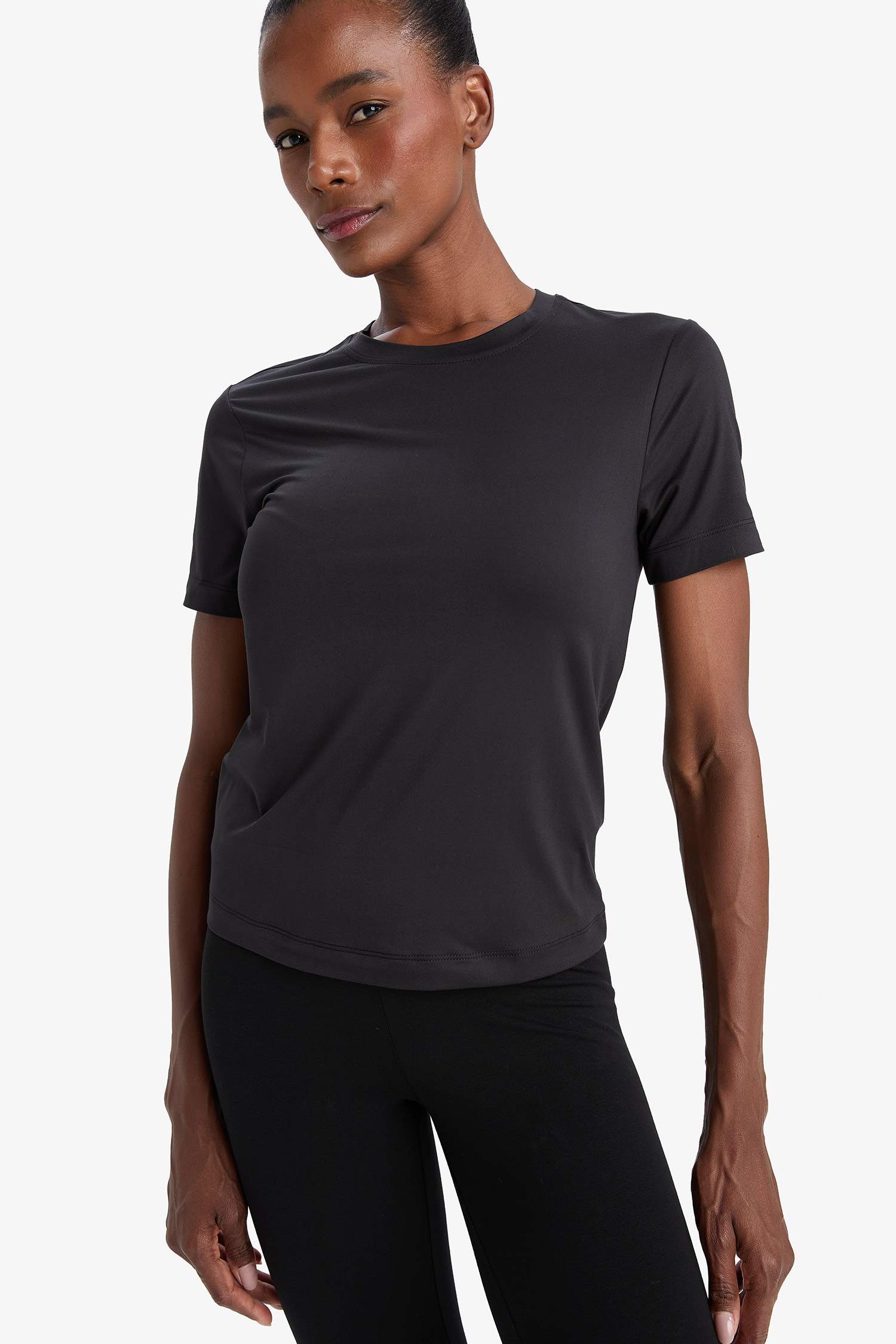 DeFactoFit Standard Fit Sports Basic Black T-Shirt