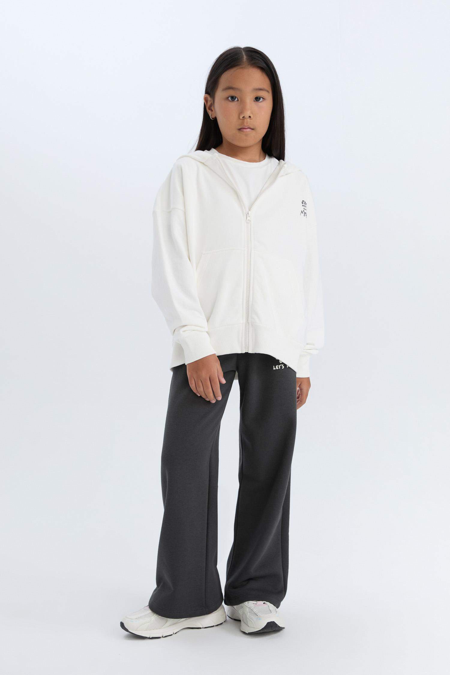 Kız Çocuk Wide Leg Geniş Bol Paça Baskılı Eşofman Altı