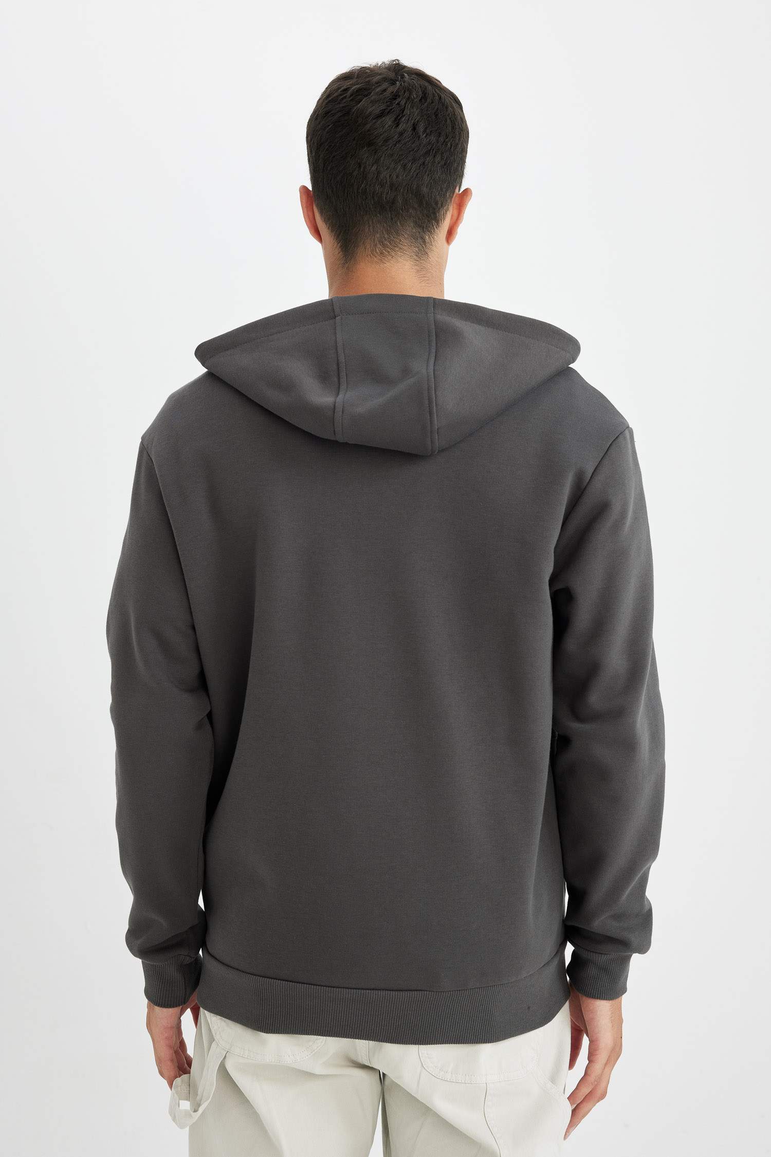 Comfort Regular Fit Rahat Kalıp Kapüşonlu Kalın İçi Yumuşak Tüylü Fermuarlı Sweatshirt