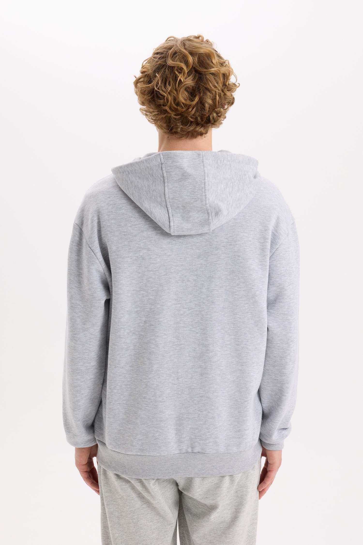 Comfort Fit Rahat Kalıp Kapüşonlu Kalın İçi Yumuşak Tüylü Fermuarlı Sweatshirt