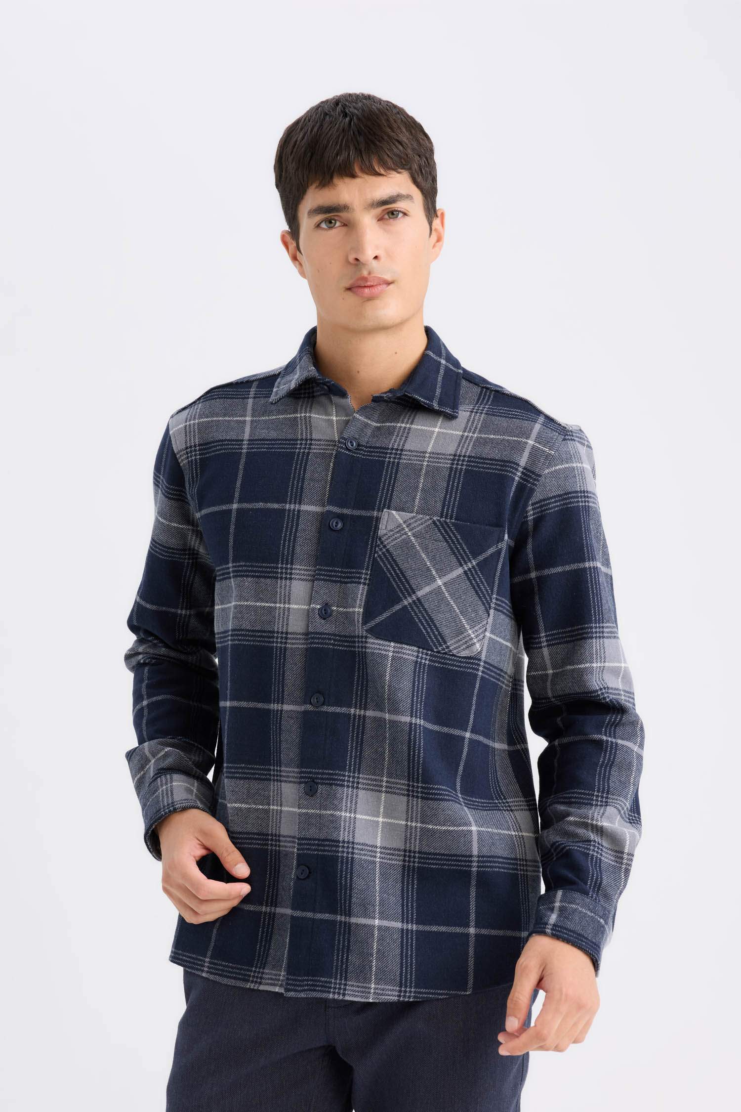 Regular Fit Kareli Flanel Oduncu Uzun Kollu Gömlek