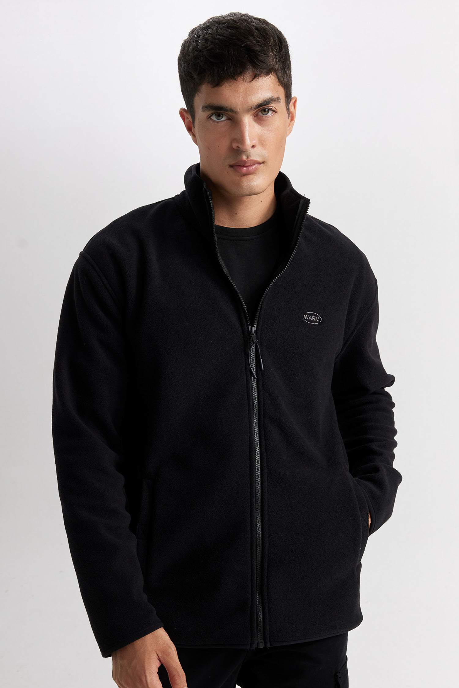 Relax Fit Dik Yaka Polar Fermuarlı Sweatshirt